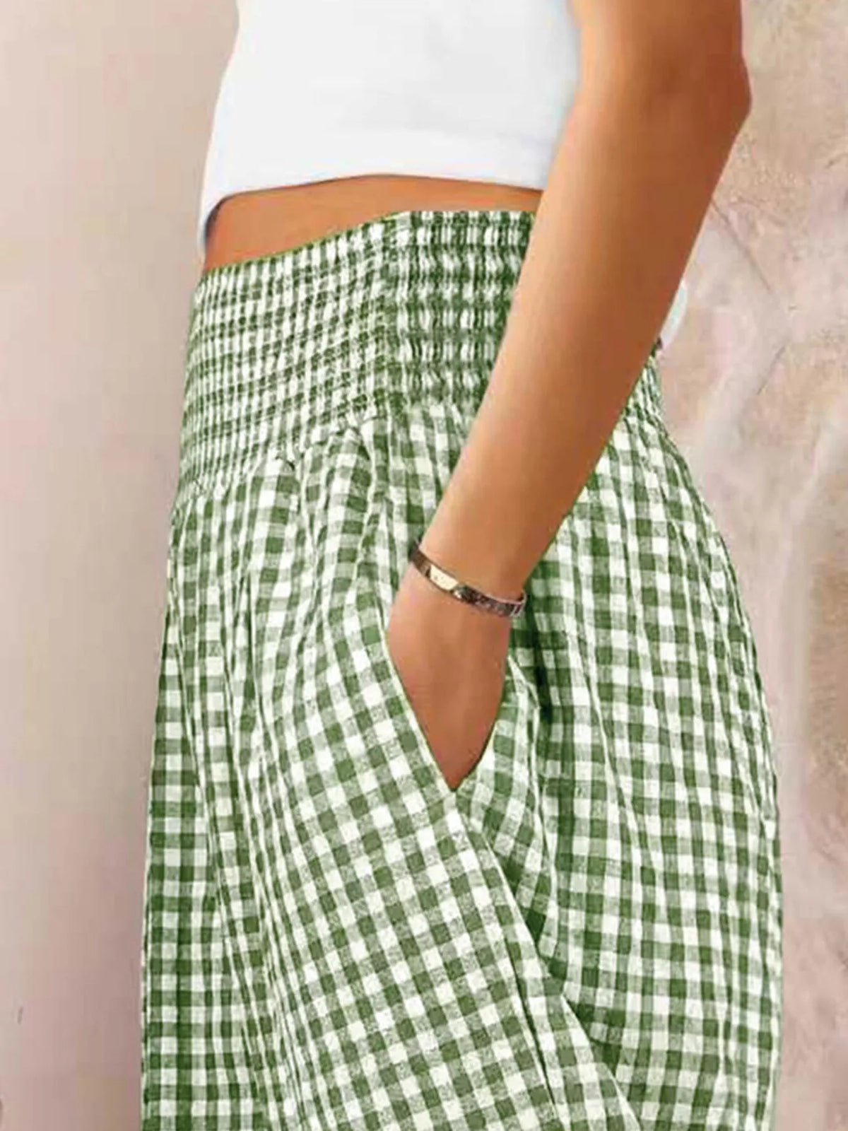 Picnic Muse Gingham Wide-Leg Pants