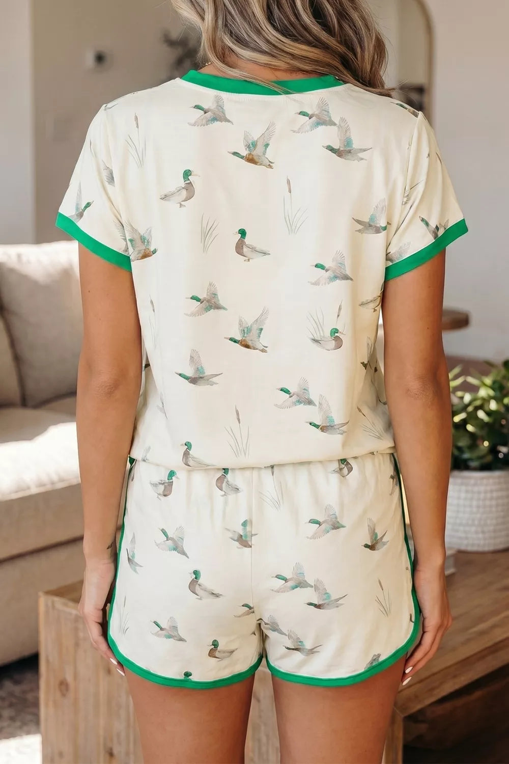 Casual Luxe Mallard Printed Top & Short Set