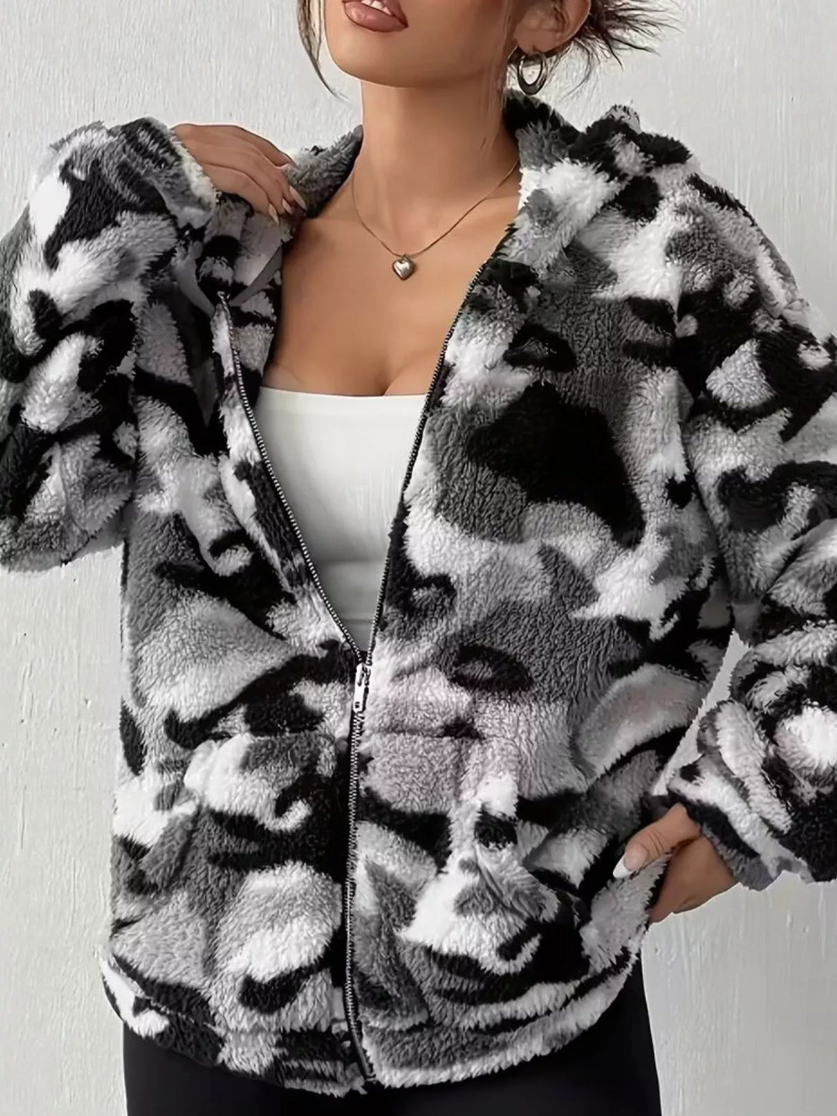 Urban Camo Fuzzy Zip Hoodie