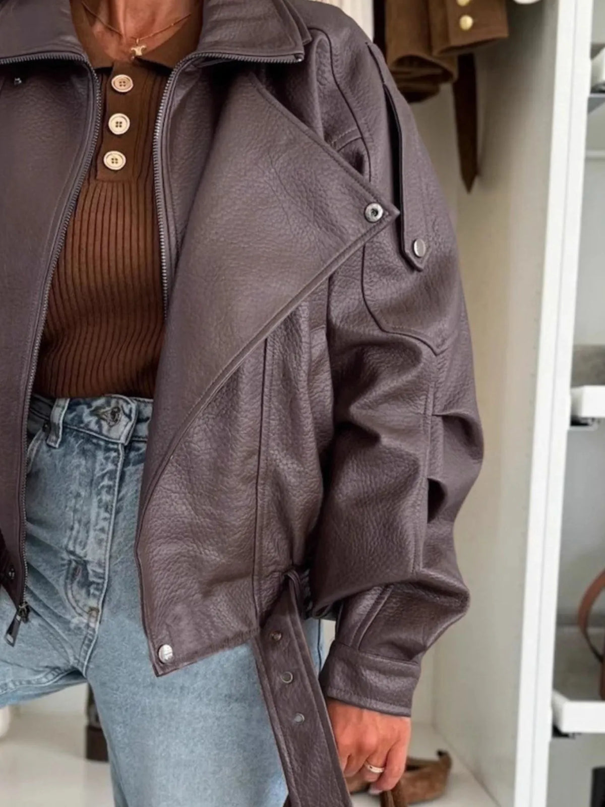 Midnight Avenue Leather Moto Jacket