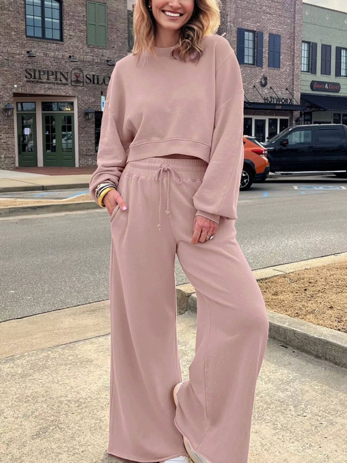 Skyline Ease Top & Wide-Leg Pants Set