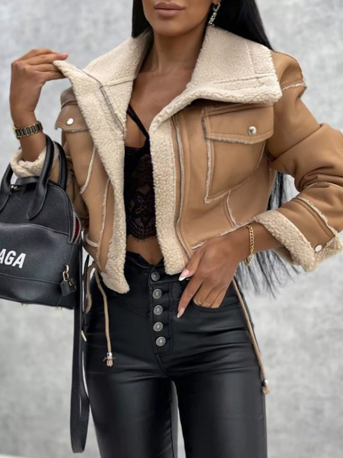Ridge Contrast Sherpa Cropped Jacket
