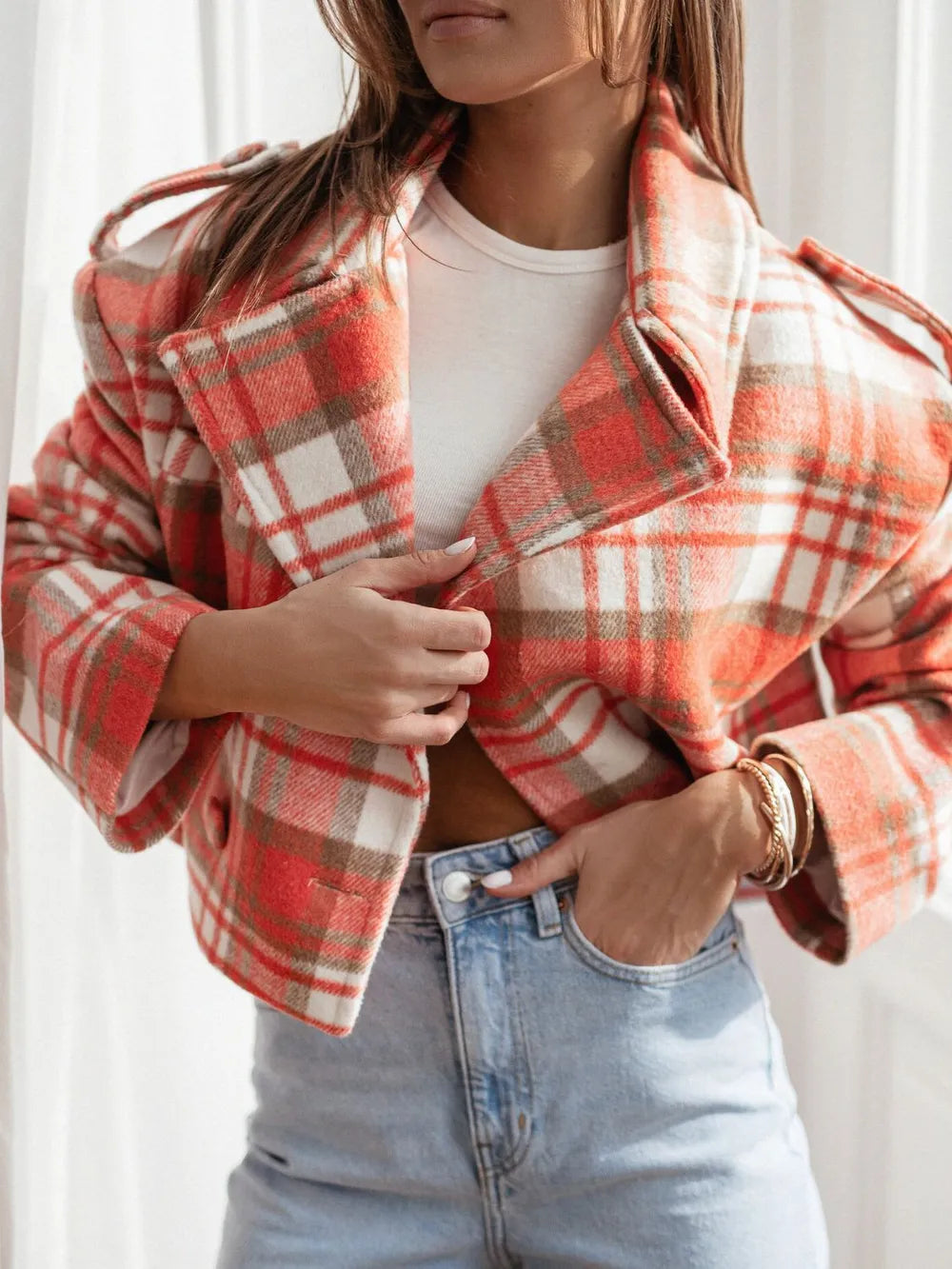 Foundry Glow Plaid Cropped Jacket