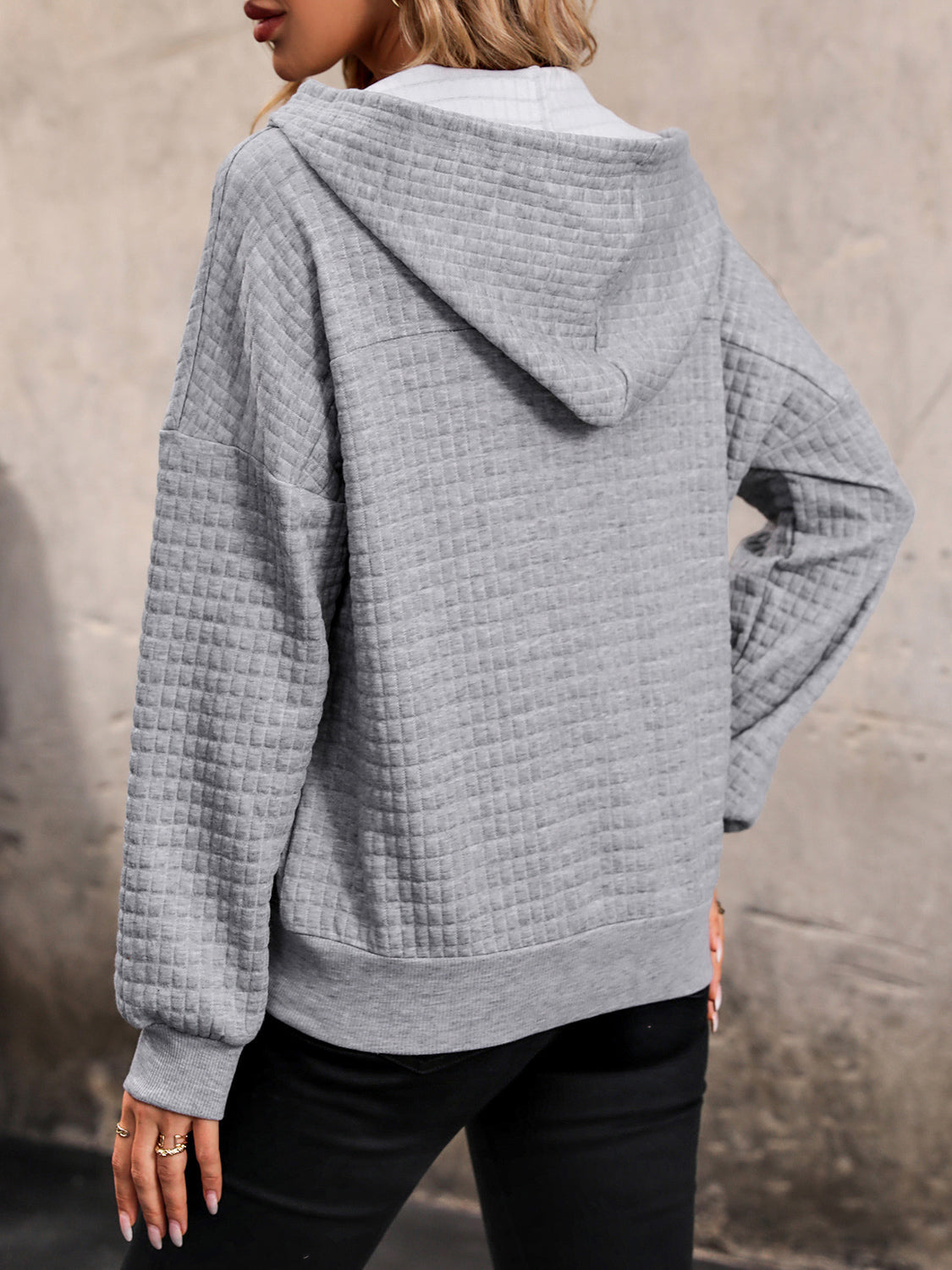 Harbor Mist Waffle Knit Hoodie