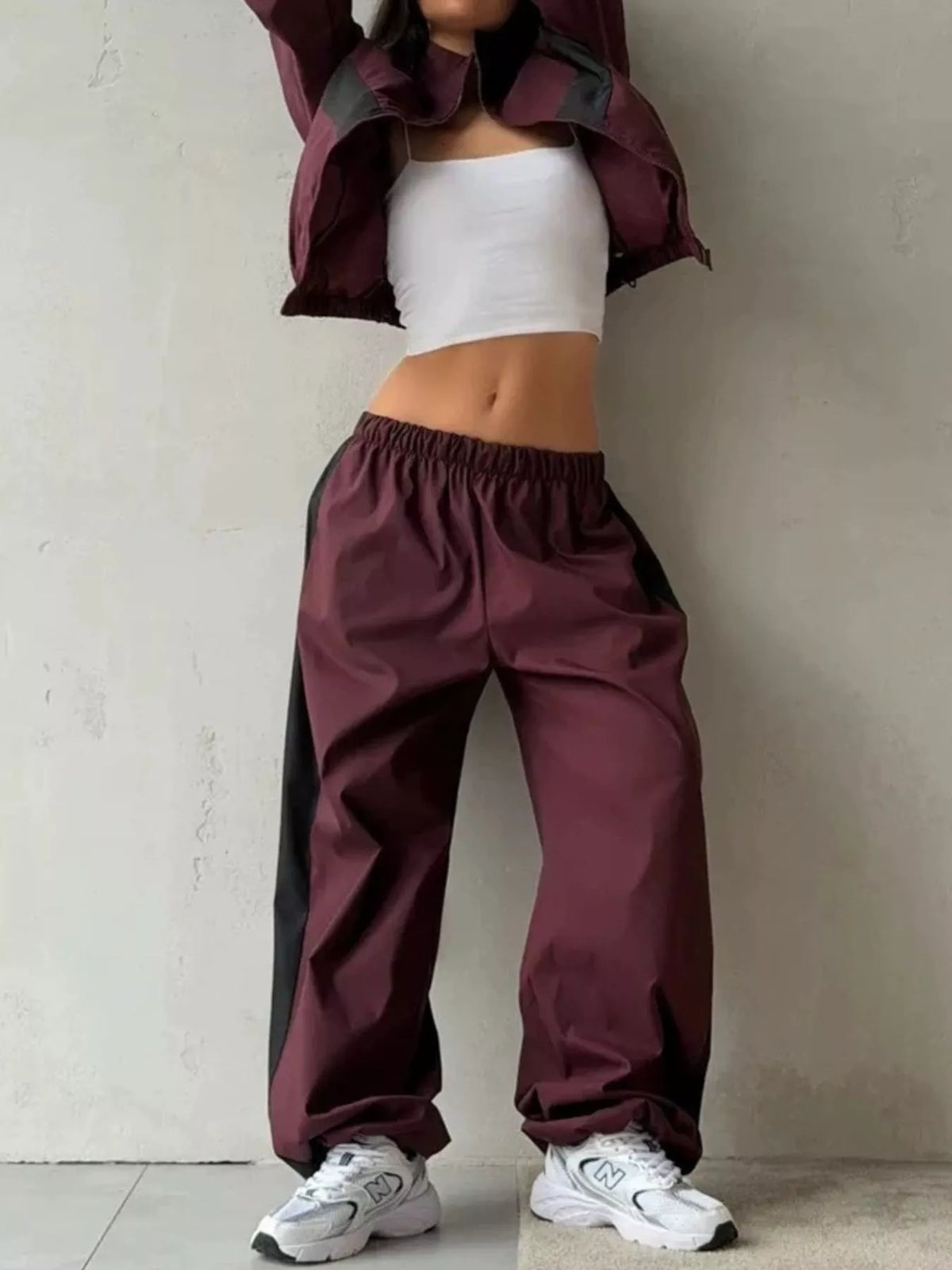 Street Society Color Block Zip Up Top & Pants Set