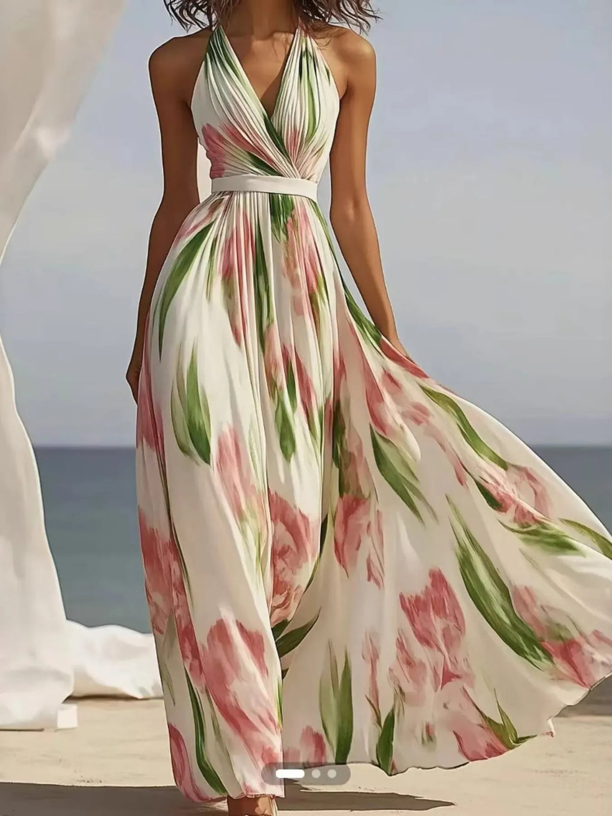 Tropical Muse Floral Halter Maxi Dress
