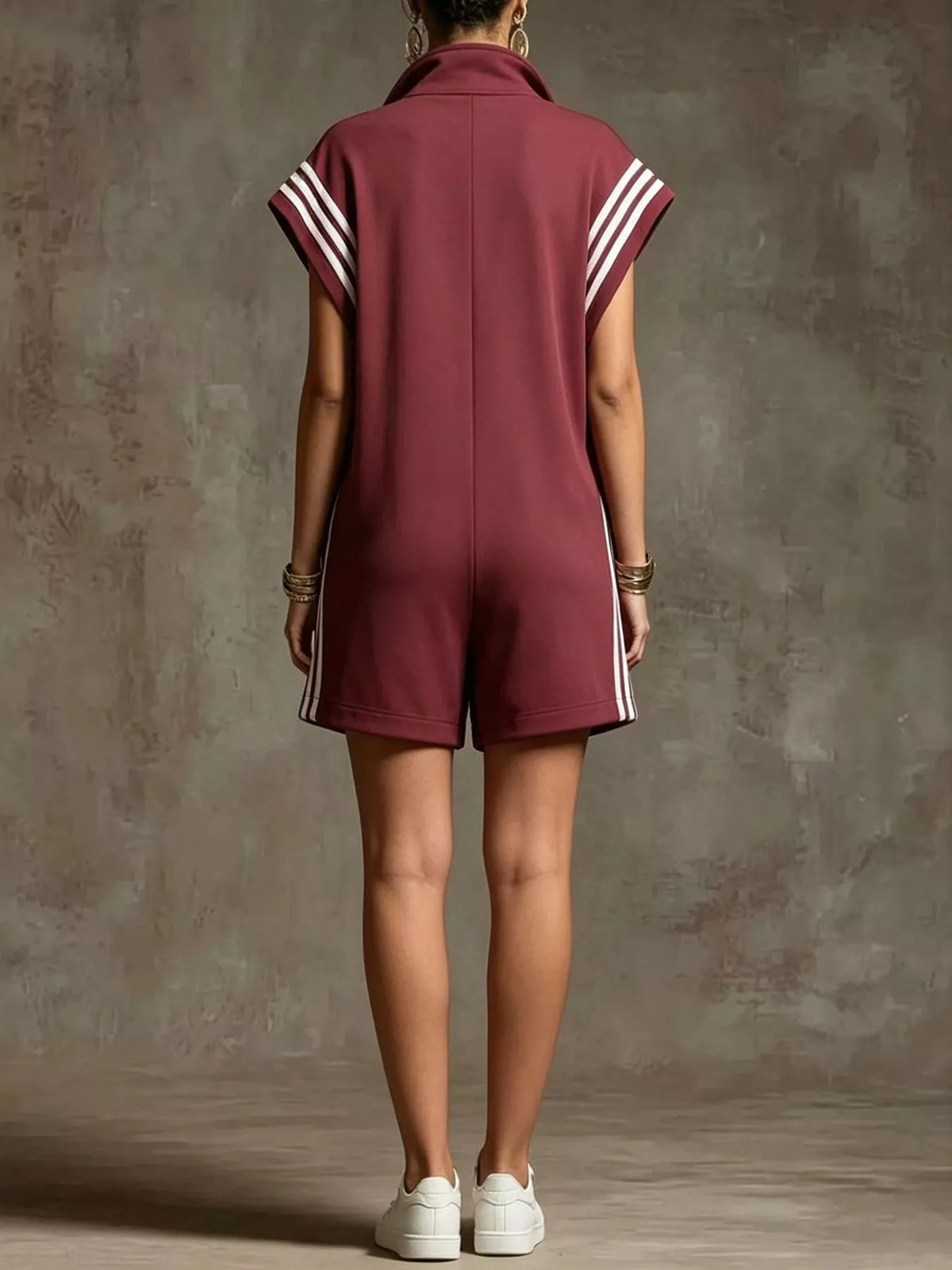 Untamed Striped Zip Front Romper