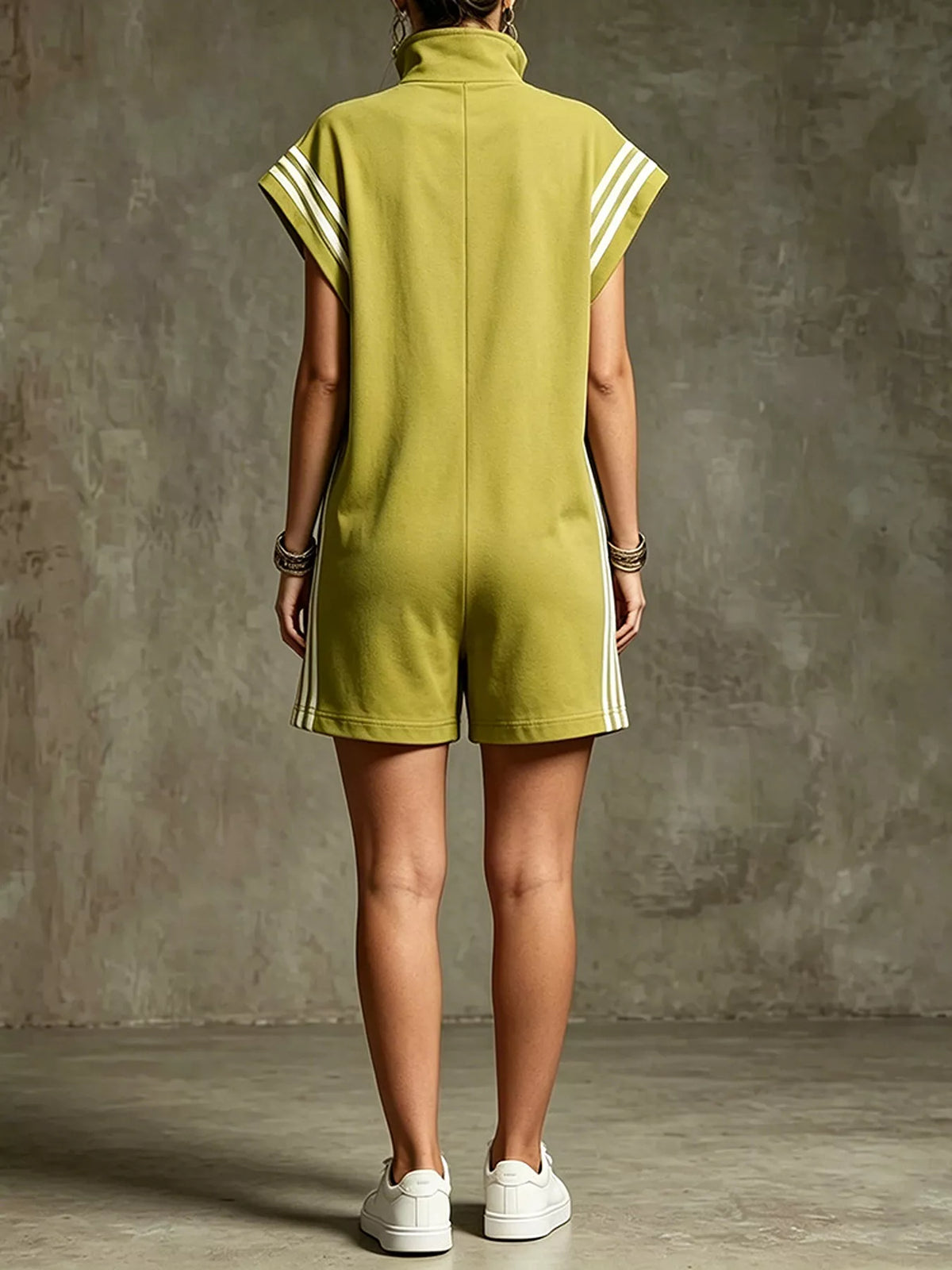 Untamed Striped Zip Front Romper