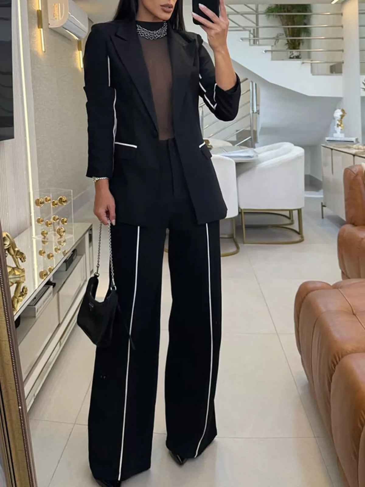 Executive Edge Contrast Suit Set