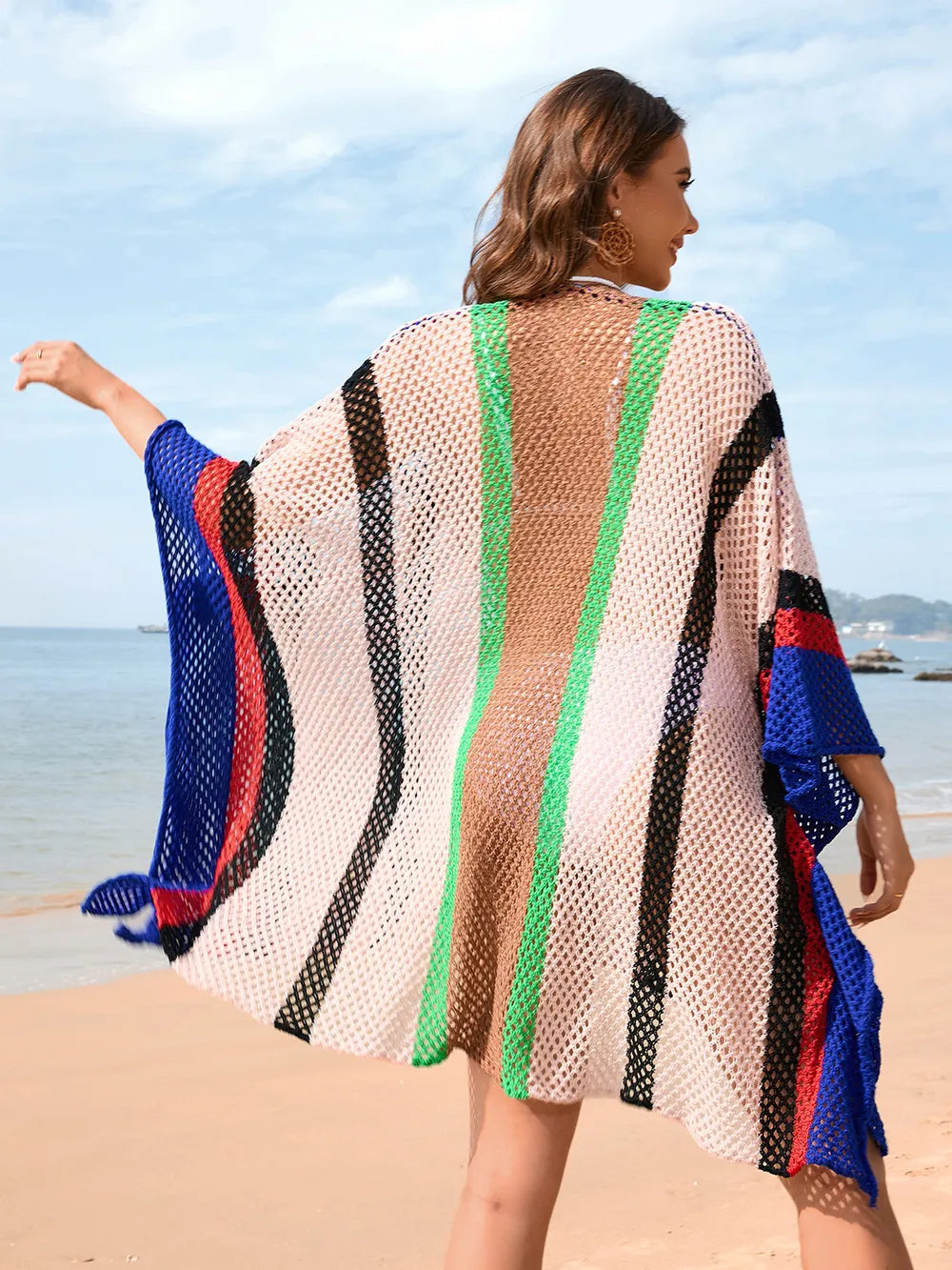 Ocean Muse Color Block Plunge Cover-up