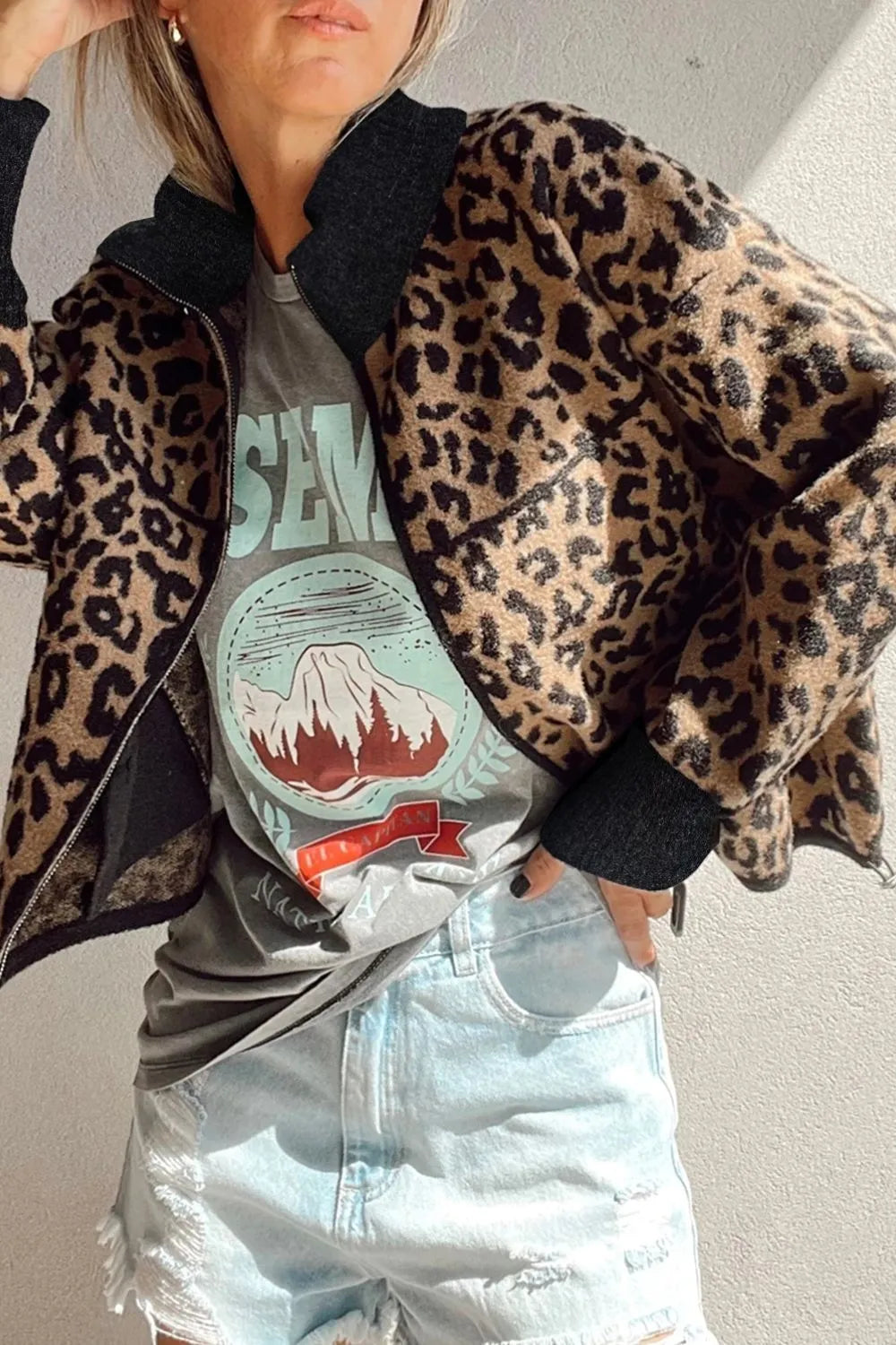 Wild Muse Leopard Zip Up Jacket