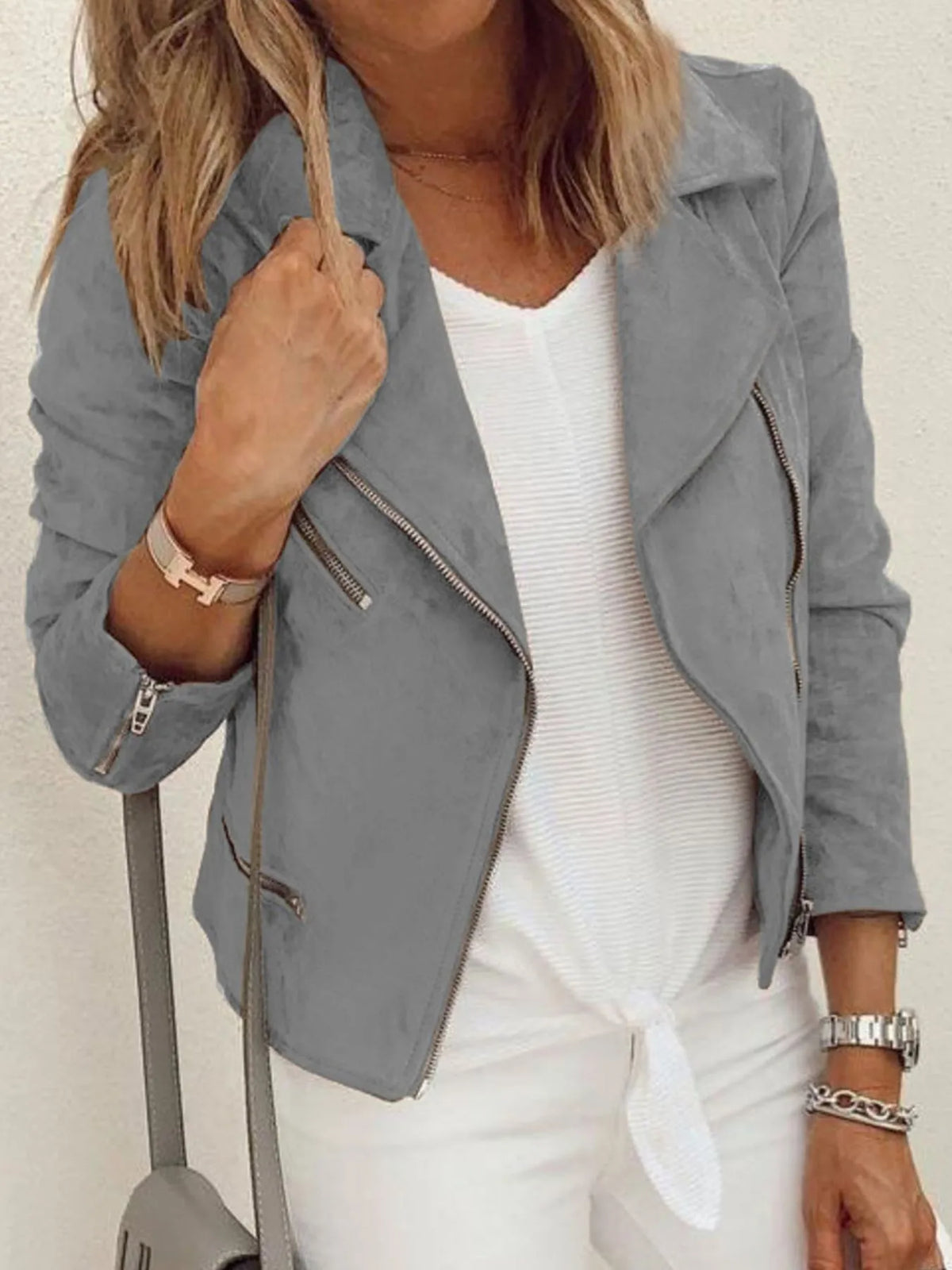 Effortless Edge Zip Up Long Sleeve Jacket