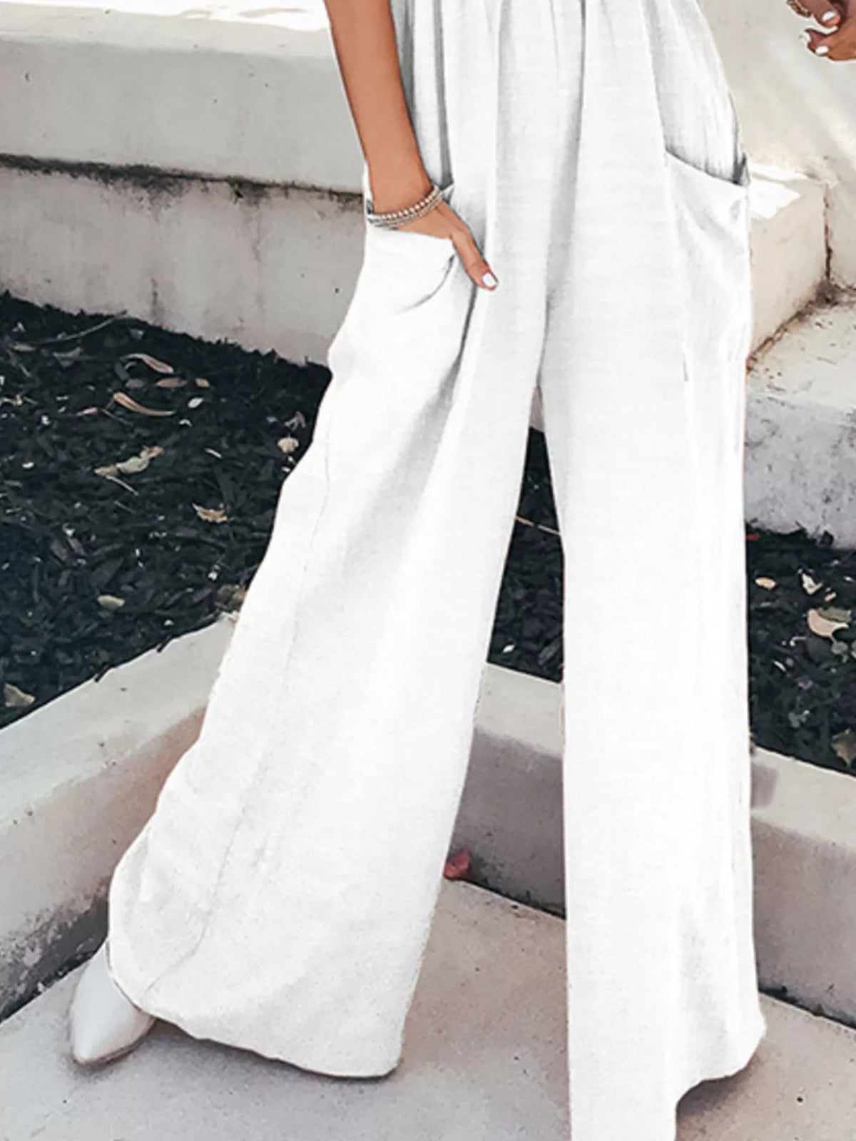 Rooftop Romance Smocked Wide Leg Jumpsuit