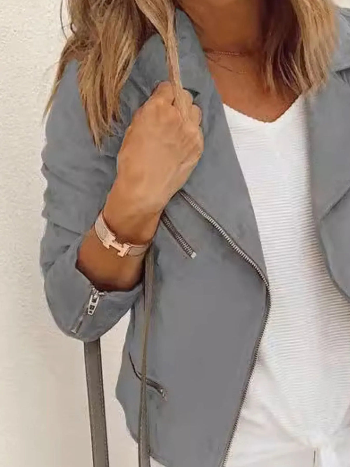 Effortless Edge Zip Up Long Sleeve Jacket