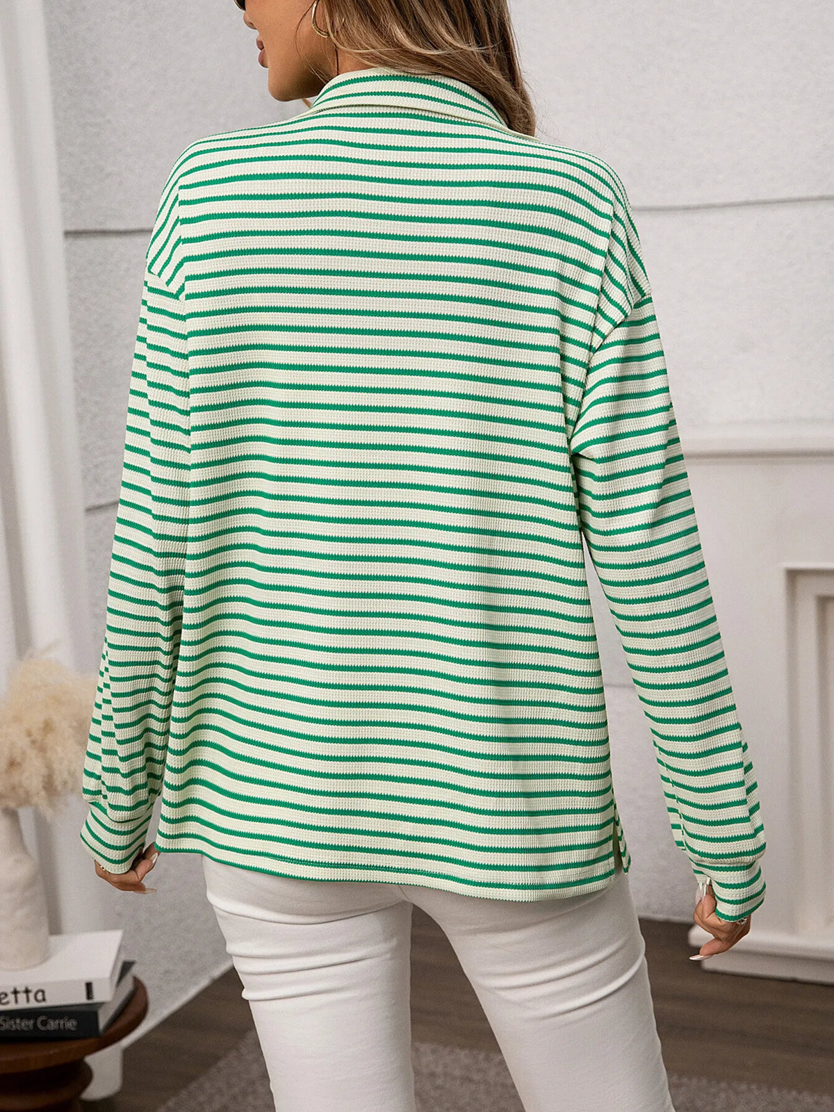 City Ease Striped Button Up Long Sleeve Shirt