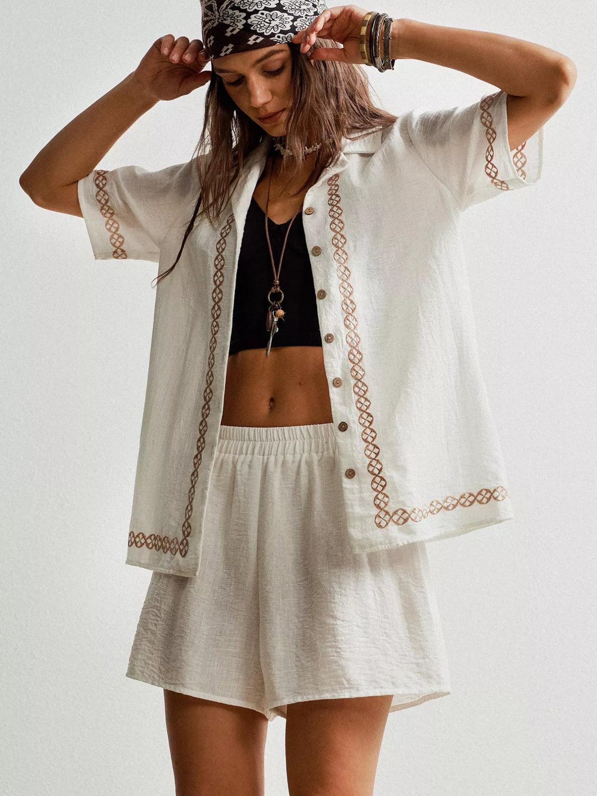 Boho Muse Short Sleeve Shirt & Shorts Set