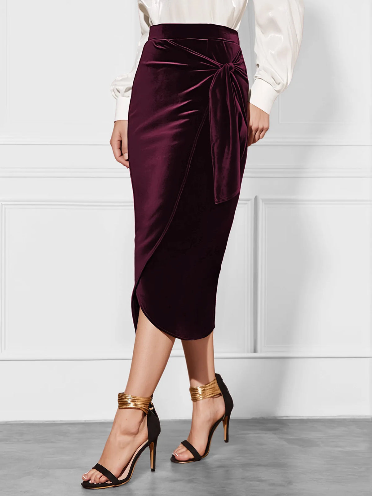 Soho Spirit Side Tied Velvet Skirt