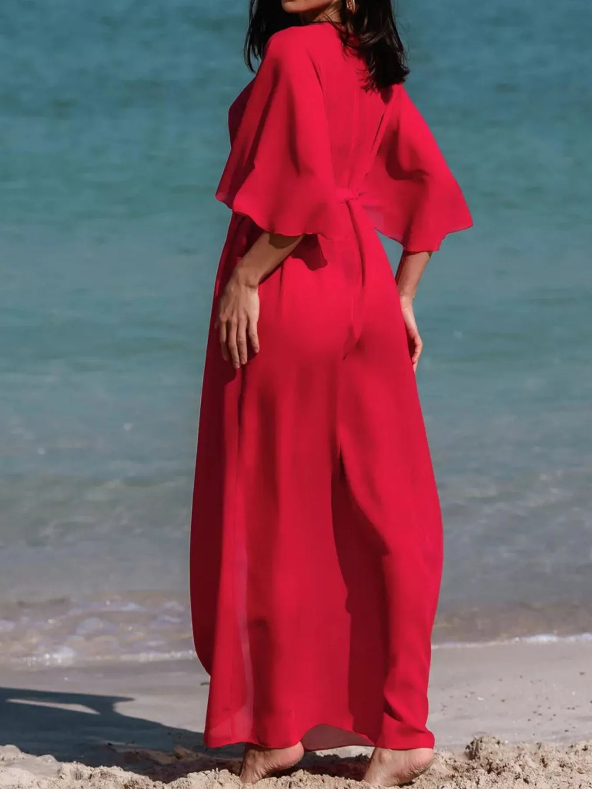 Blue Horizon Flutter Sleeve Cover-Up
