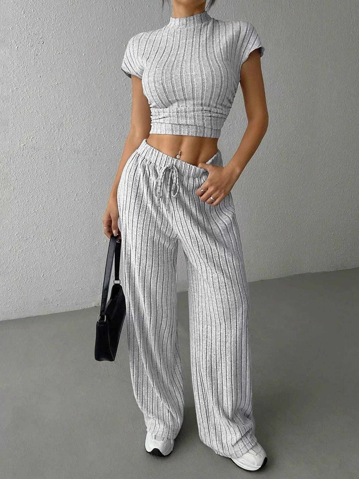 Daily Drift Knit Top & Wide Leg Pants Set