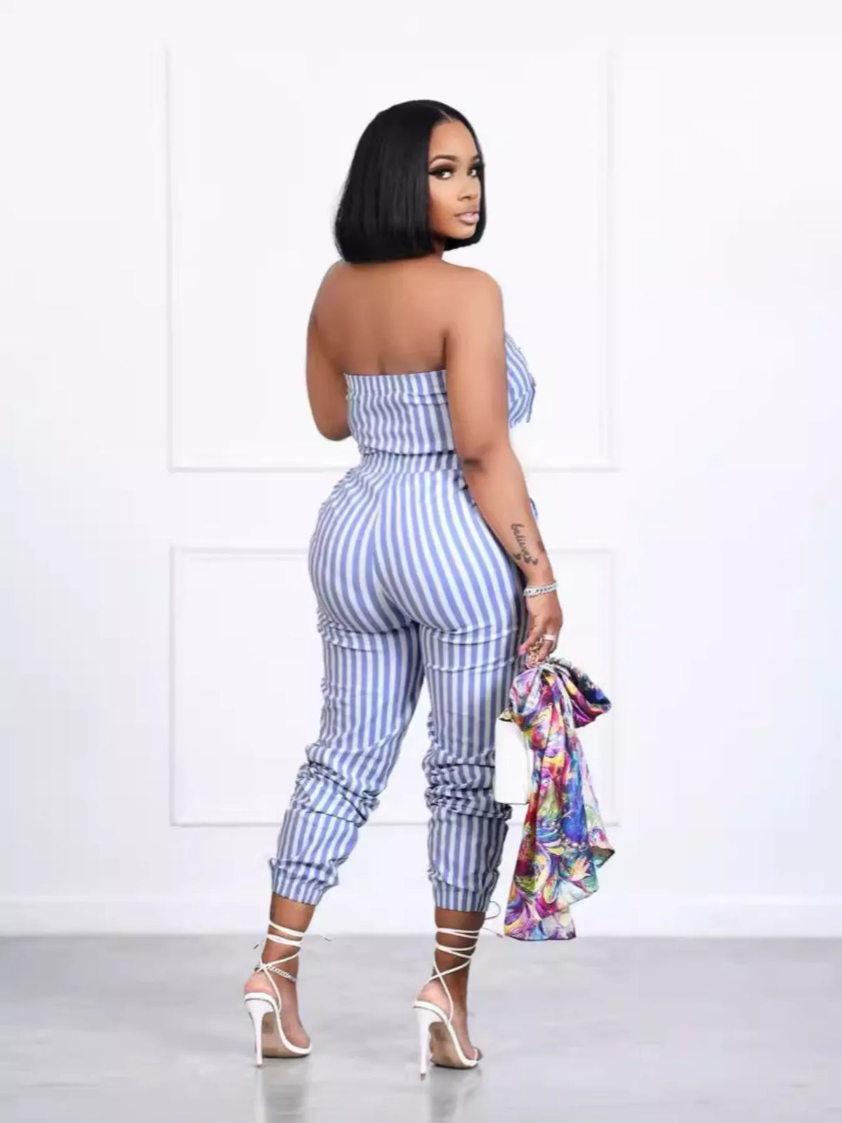 Quiet Luxury Striped Tube Casual Jumpsuit
