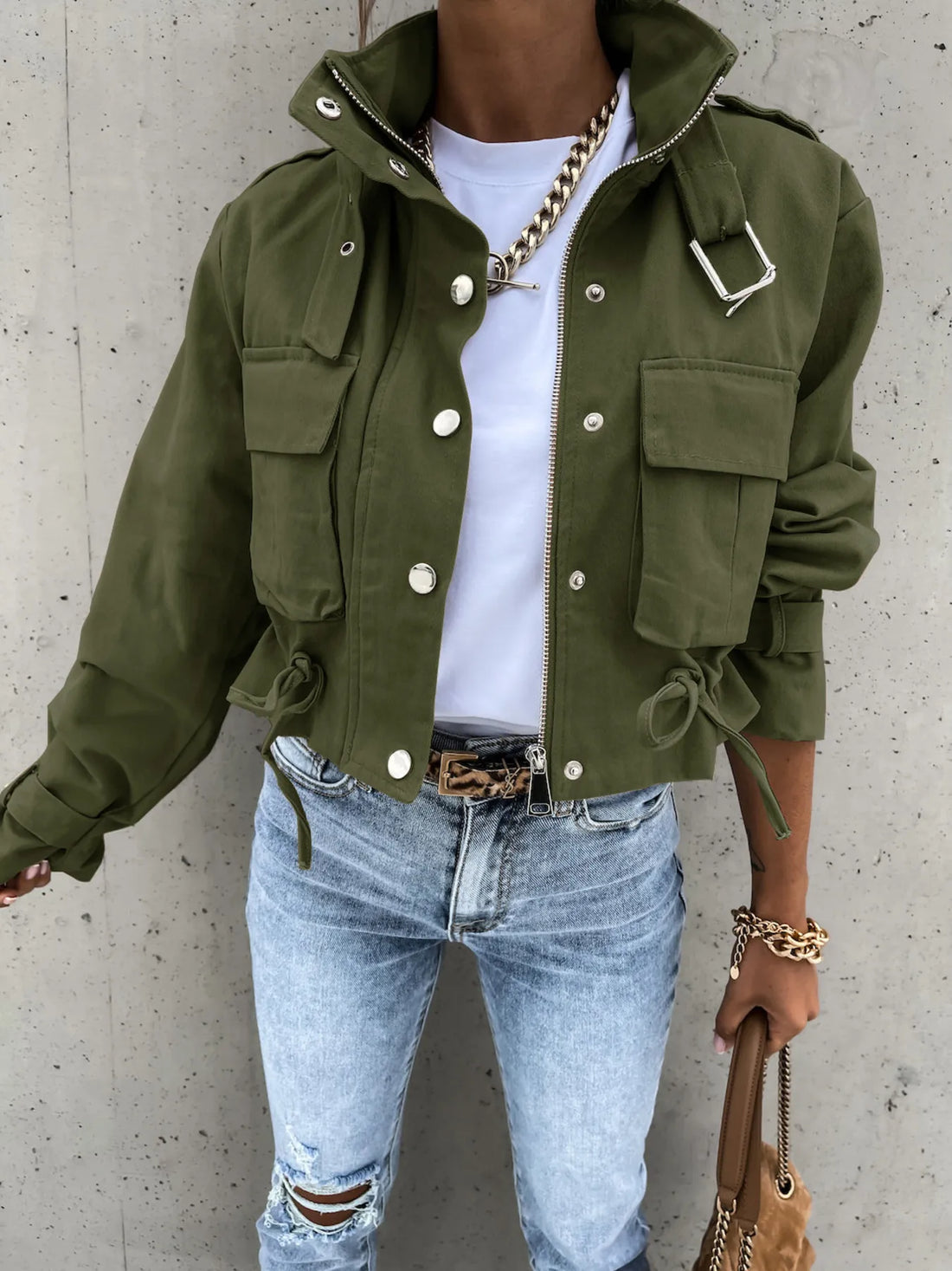 Noir Muse Snap Down Long Sleeve Jacket