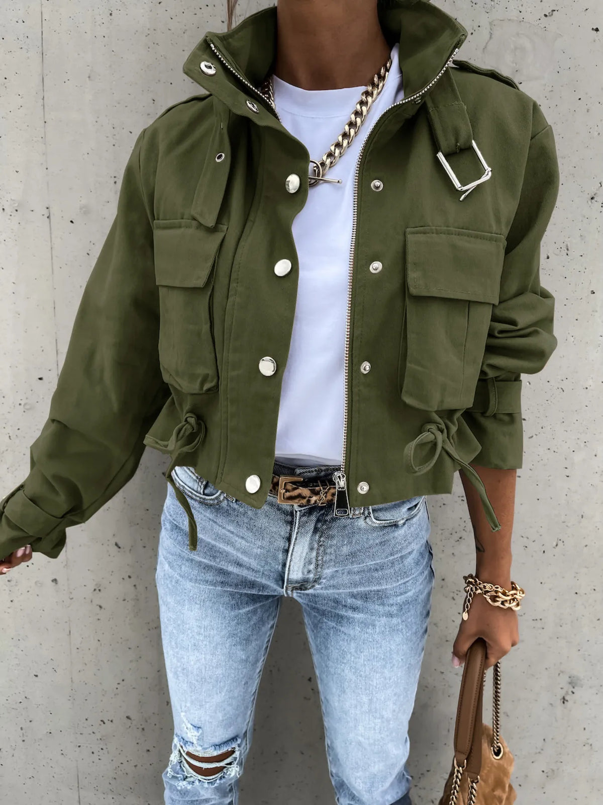 Noir Muse Snap Down Long Sleeve Jacket