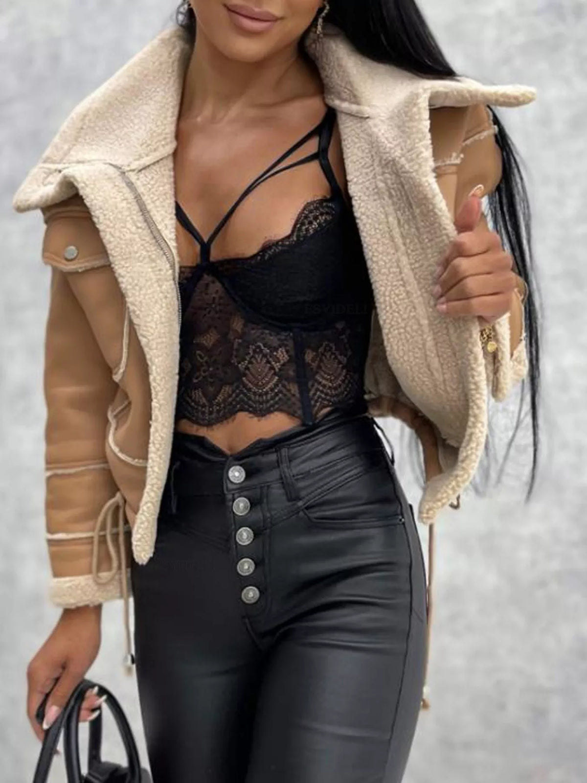 Ridge Contrast Sherpa Cropped Jacket