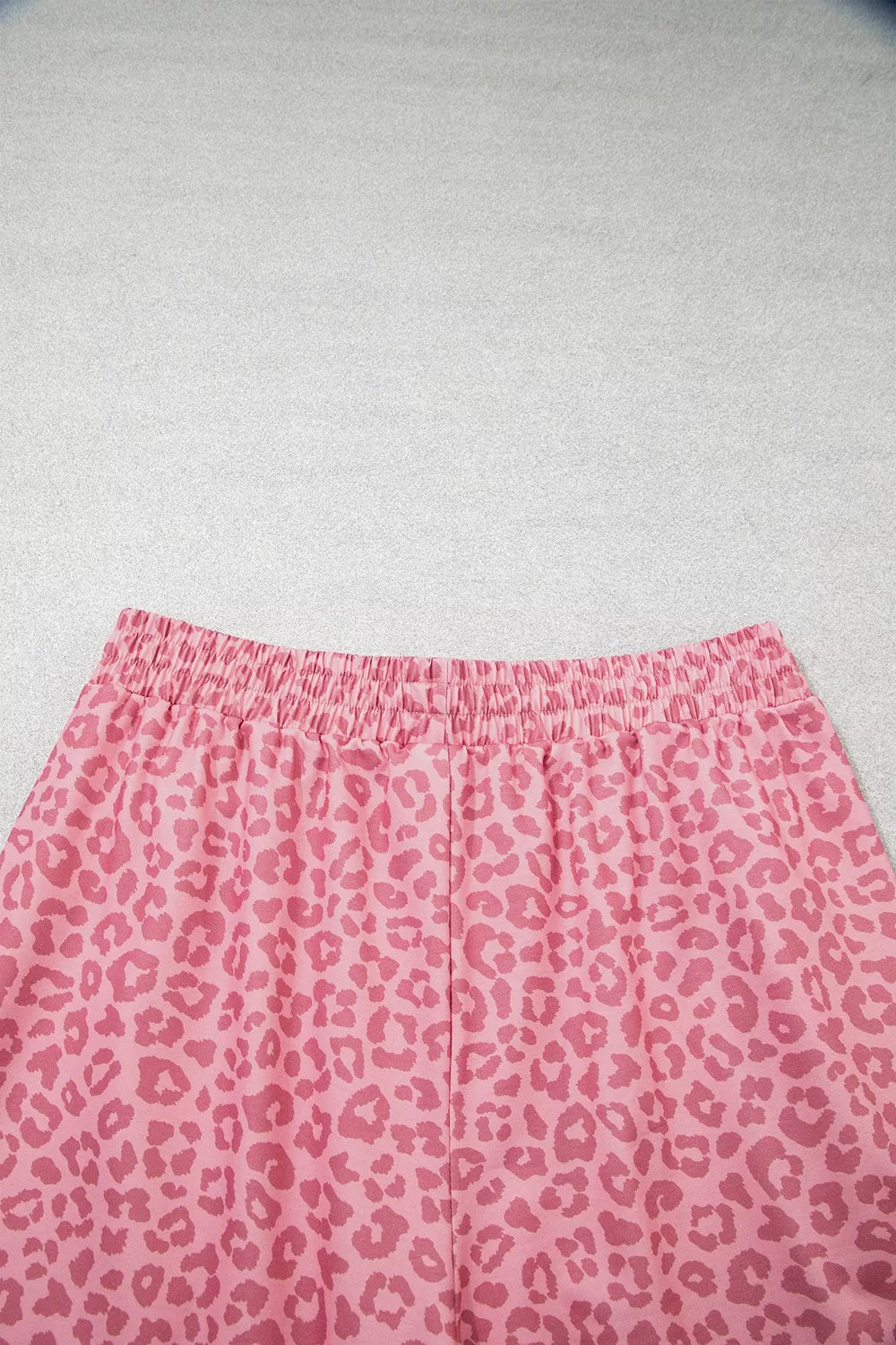 Cozy Corner Leopard Print Two-Piece Set with Side Stripes