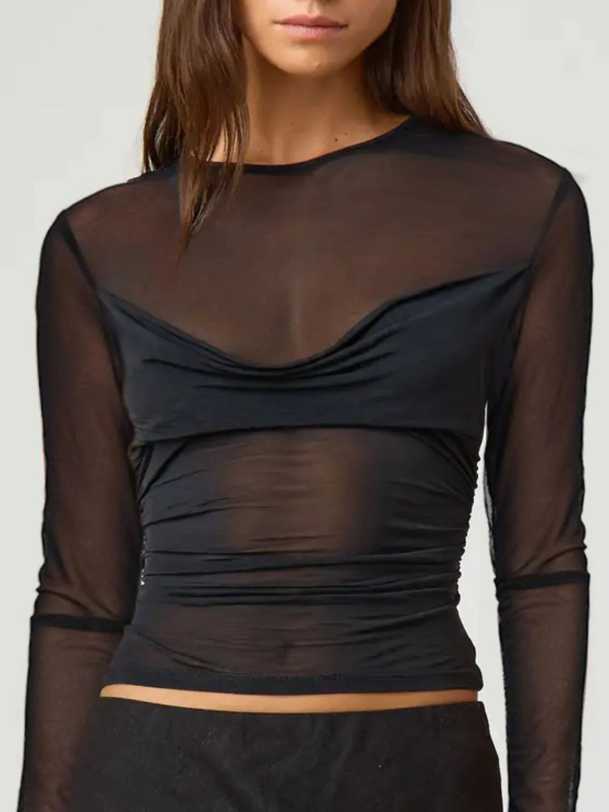 High Society Ruched Sheer Top
