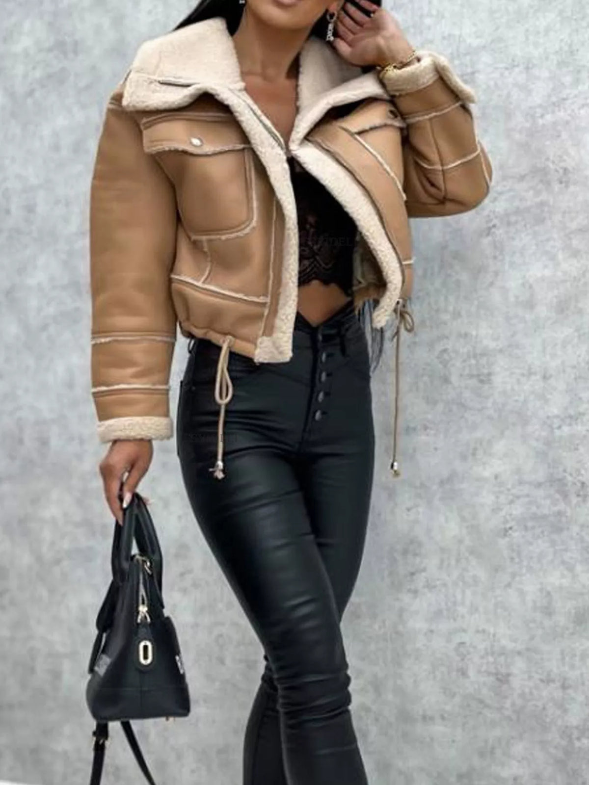 Ridge Contrast Sherpa Cropped Jacket