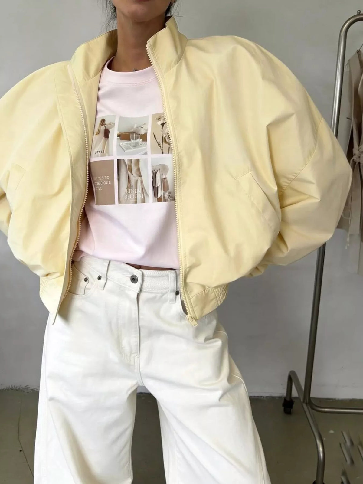 Neon Bloc Oversized Bomber Jacket