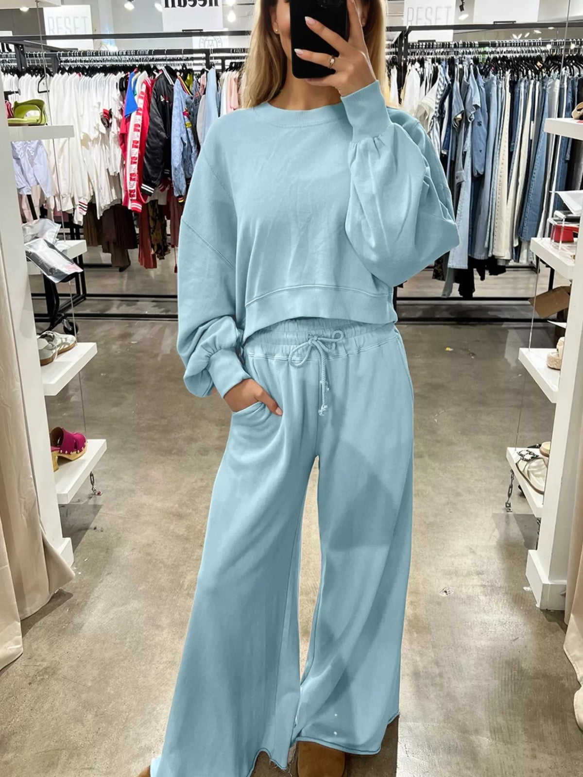 Skyline Ease Top & Wide-Leg Pants Set