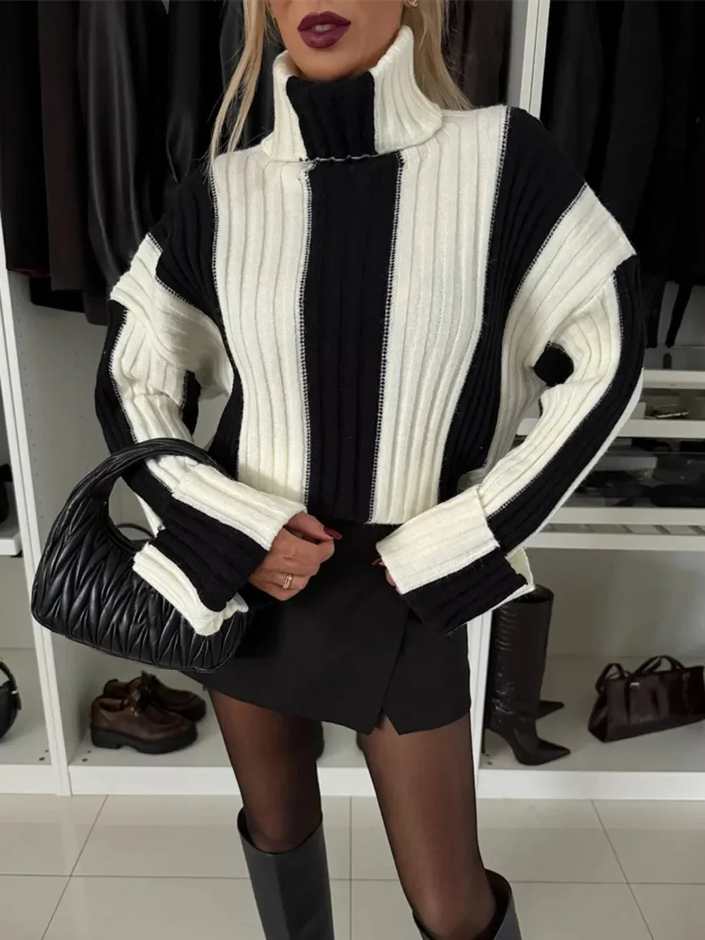 Harbor Stripe Turtleneck Sweater