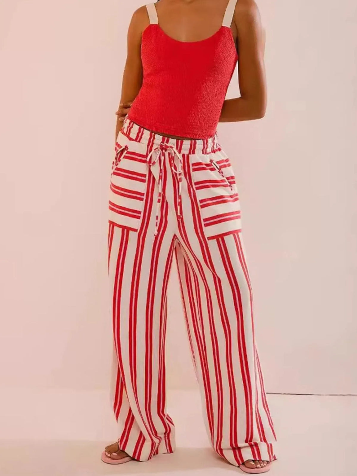 Coastal Drift Striped Wide-Leg Pants