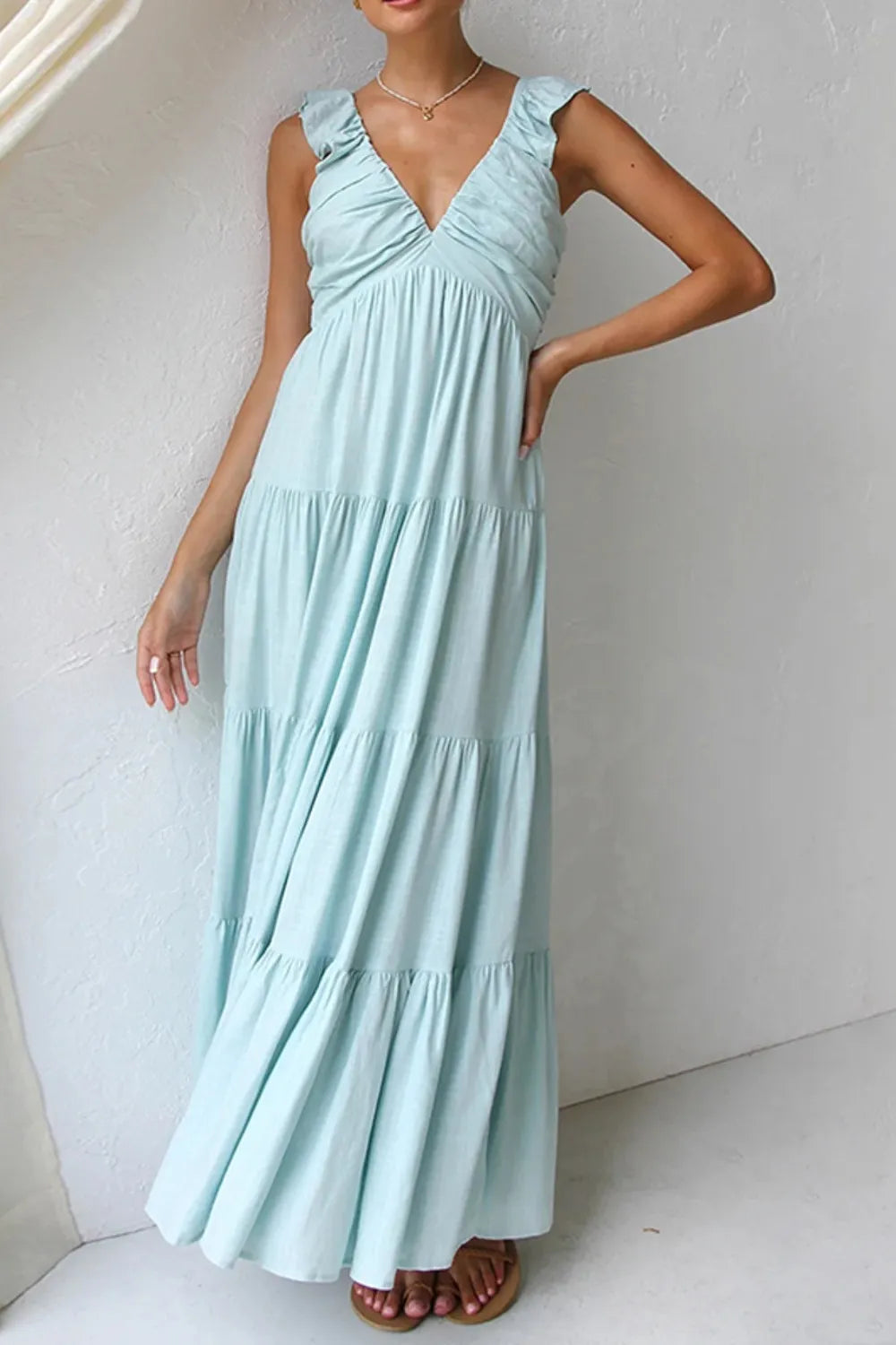 Willow Ruffle V-Neck Tiered Dress