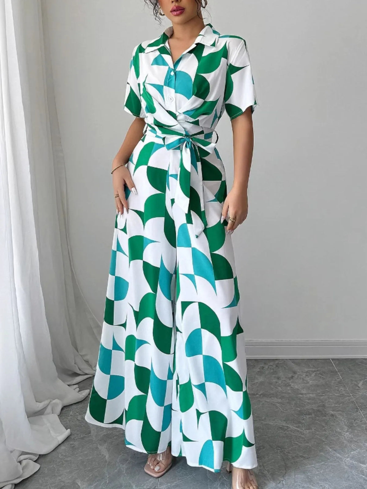 Modern Muse Print Wide Leg Jumpsuit