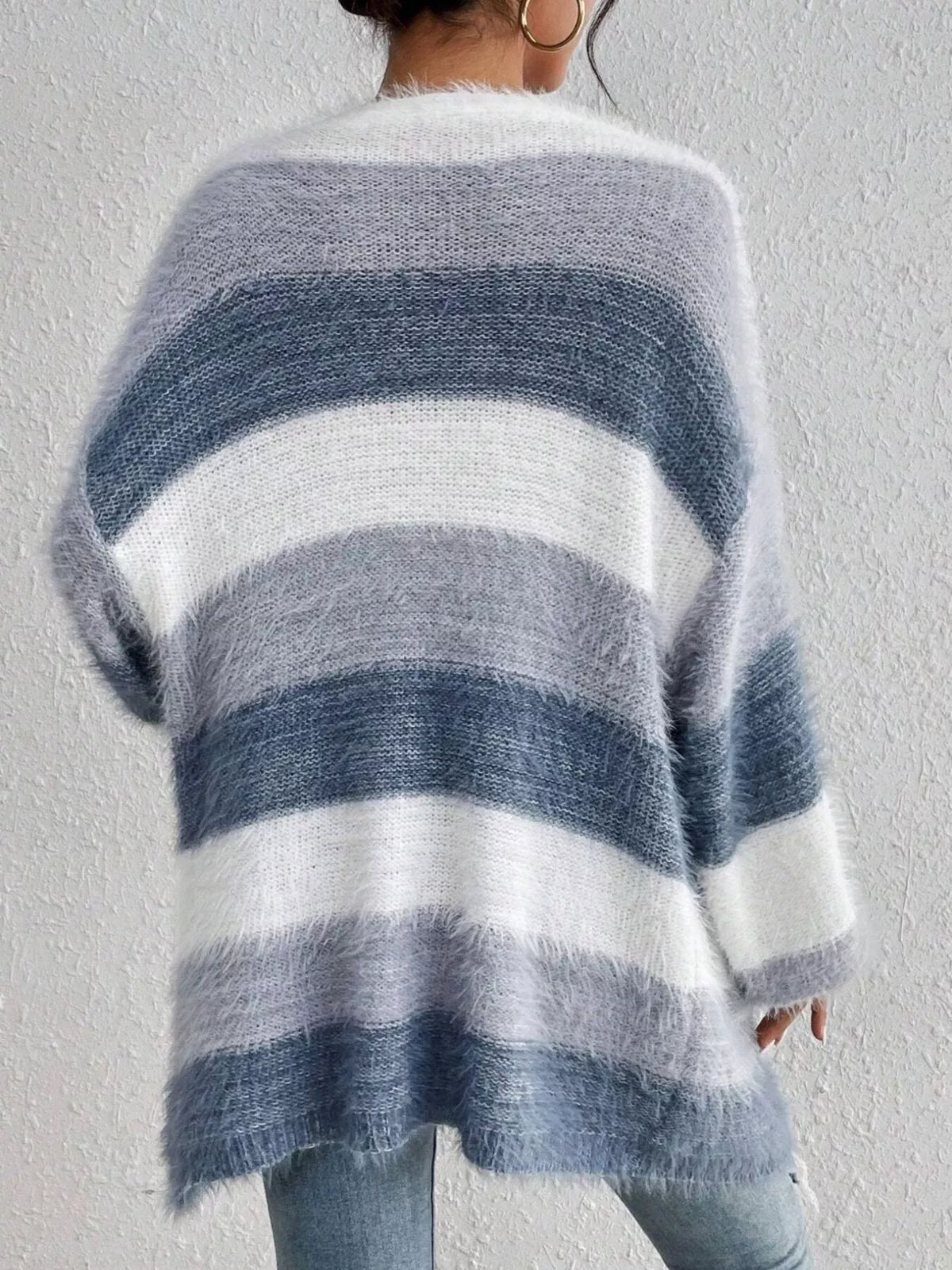 Coastal Stripe Fuzzy Knit Cardigan