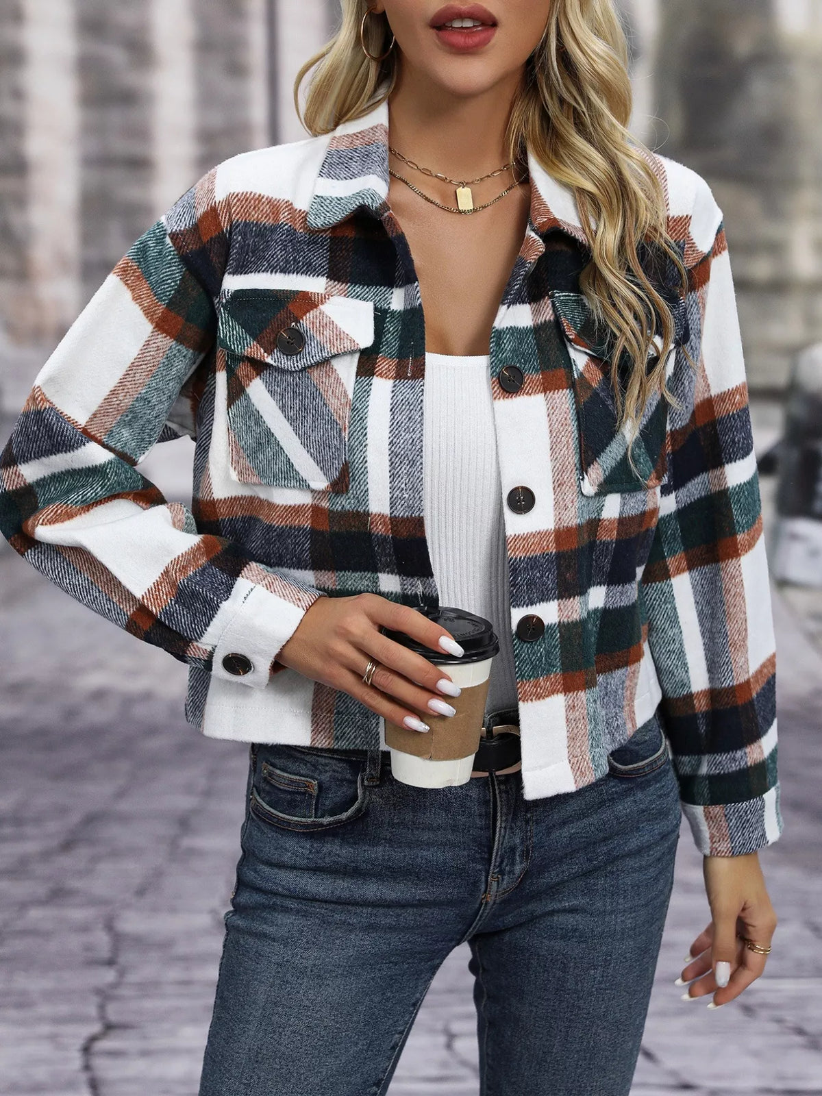 Hudson Plaid Cropped Jacket
