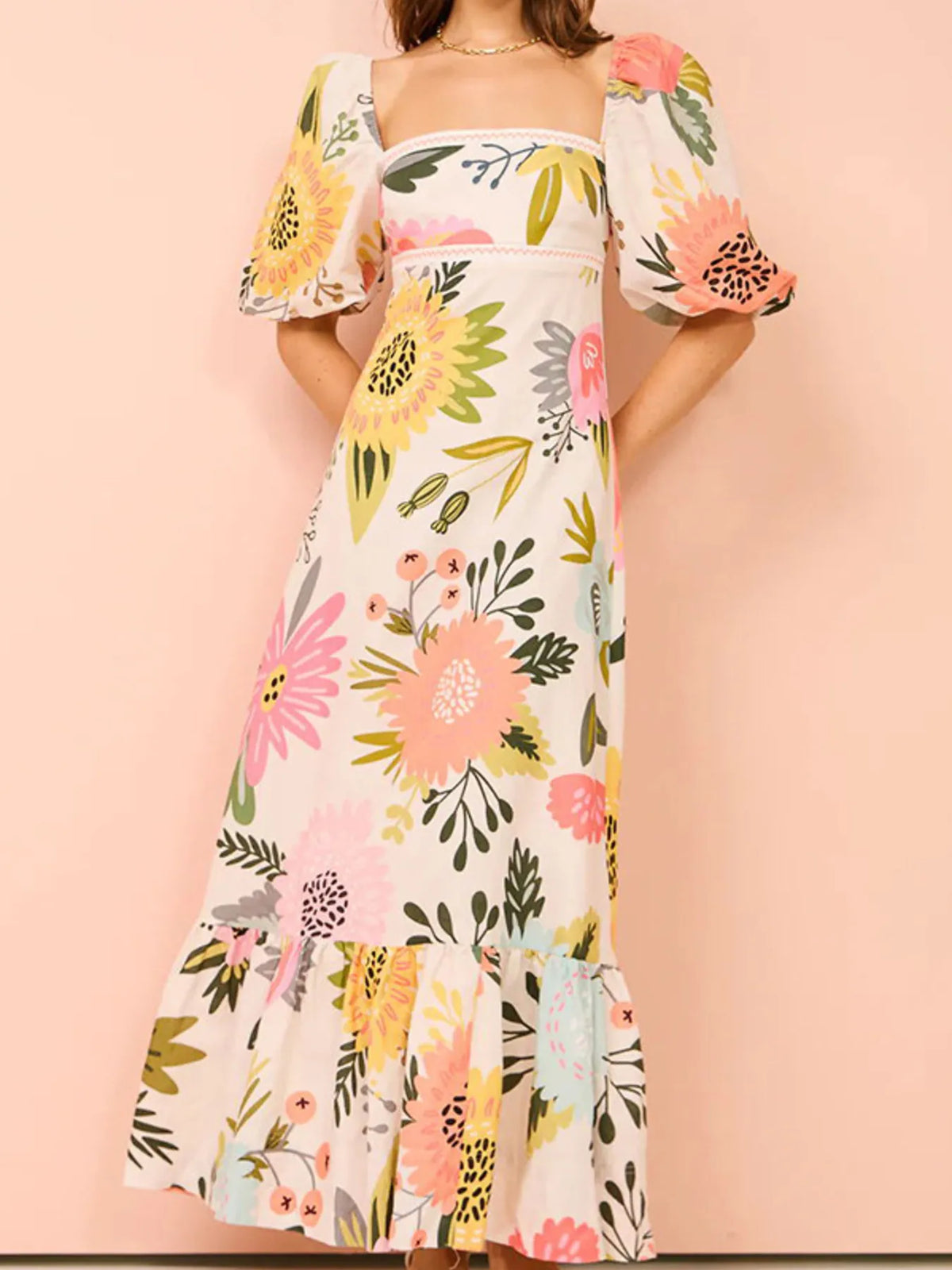 Evening Breeze Puff Sleeve Dress
