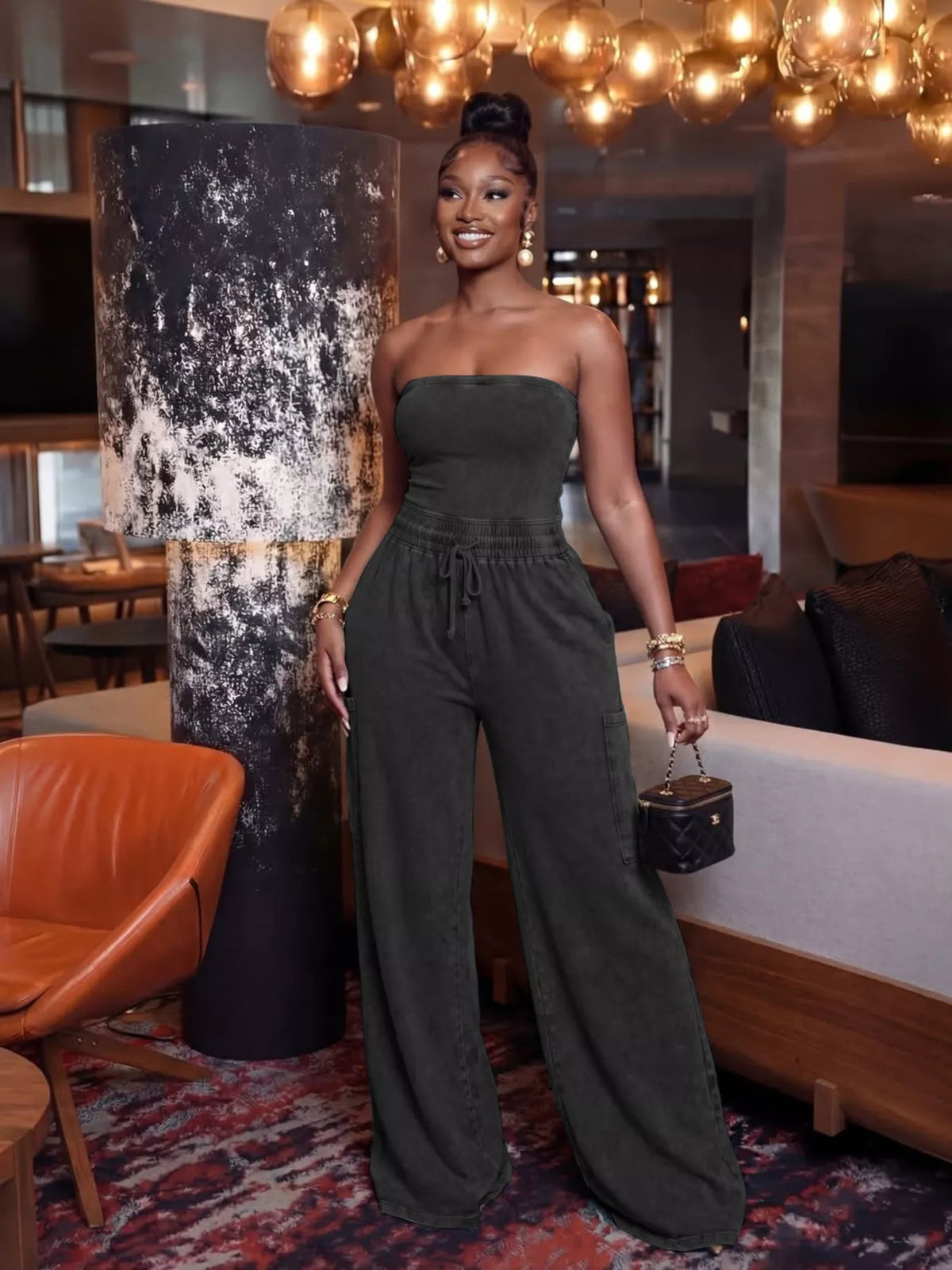 Golden Hour Strapless Wide-Leg Jumpsuit