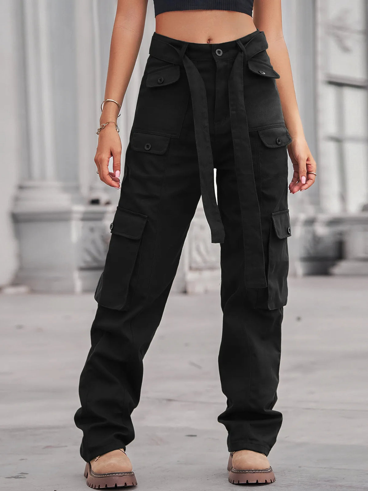Metro Muse High-Waisted Cargo Jeans