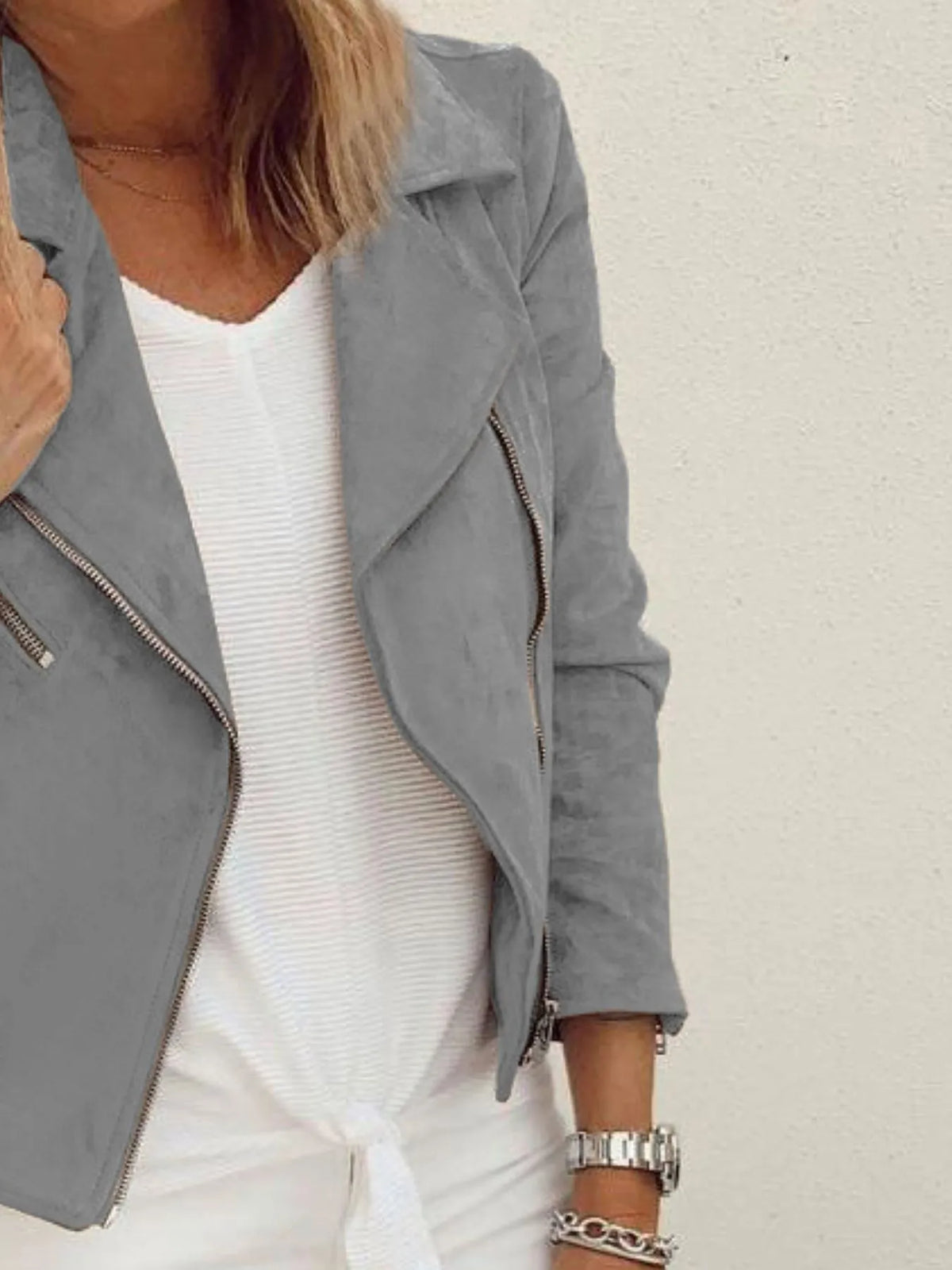 Effortless Edge Zip Up Long Sleeve Jacket