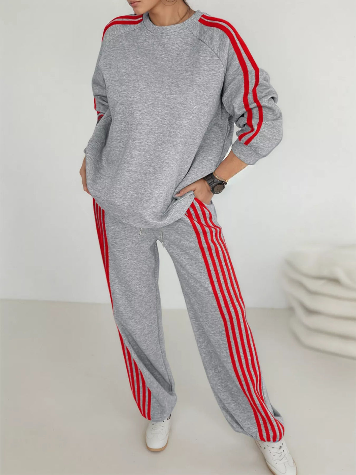 Downtown Muse Striped Sweatshirt & Pants Set