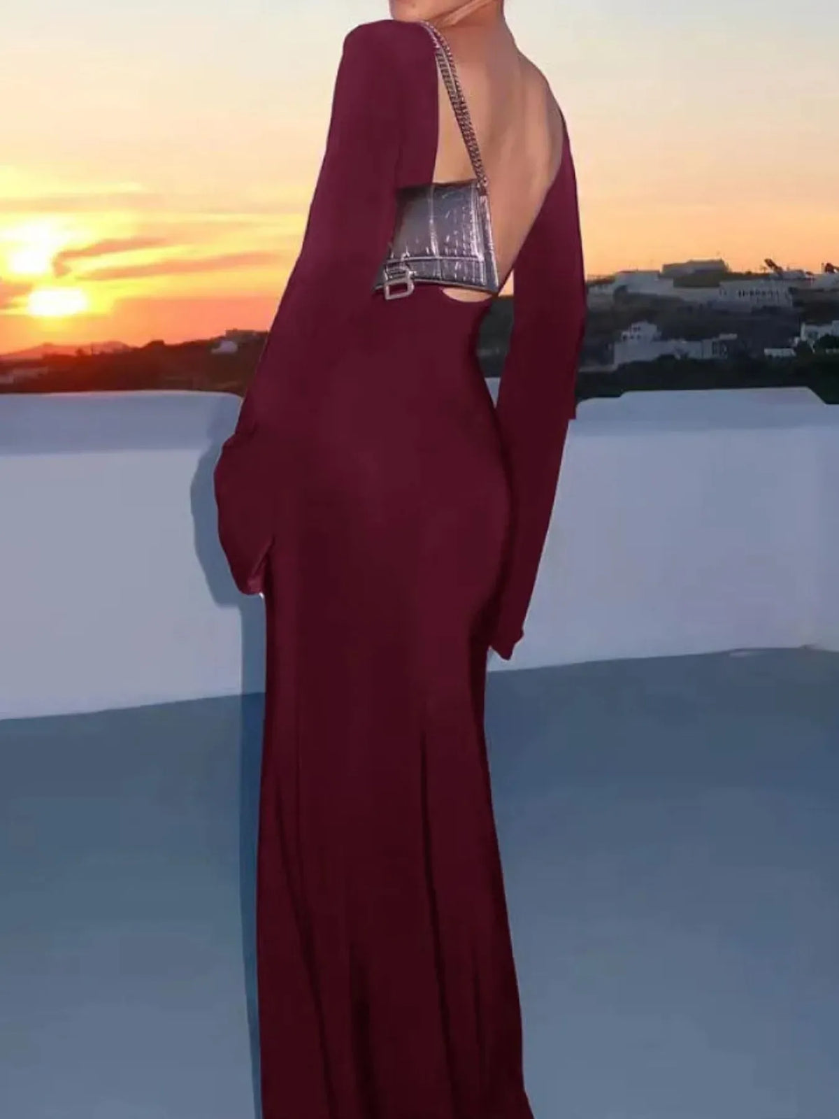 Midnight Drift Backless Maxi Cover-Up