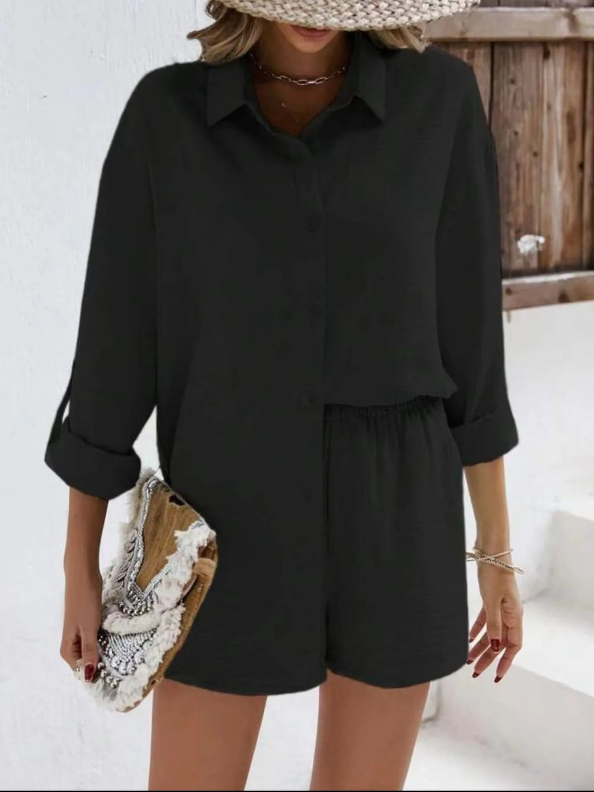 Loft Living Button Down Shirt & Shorts Set