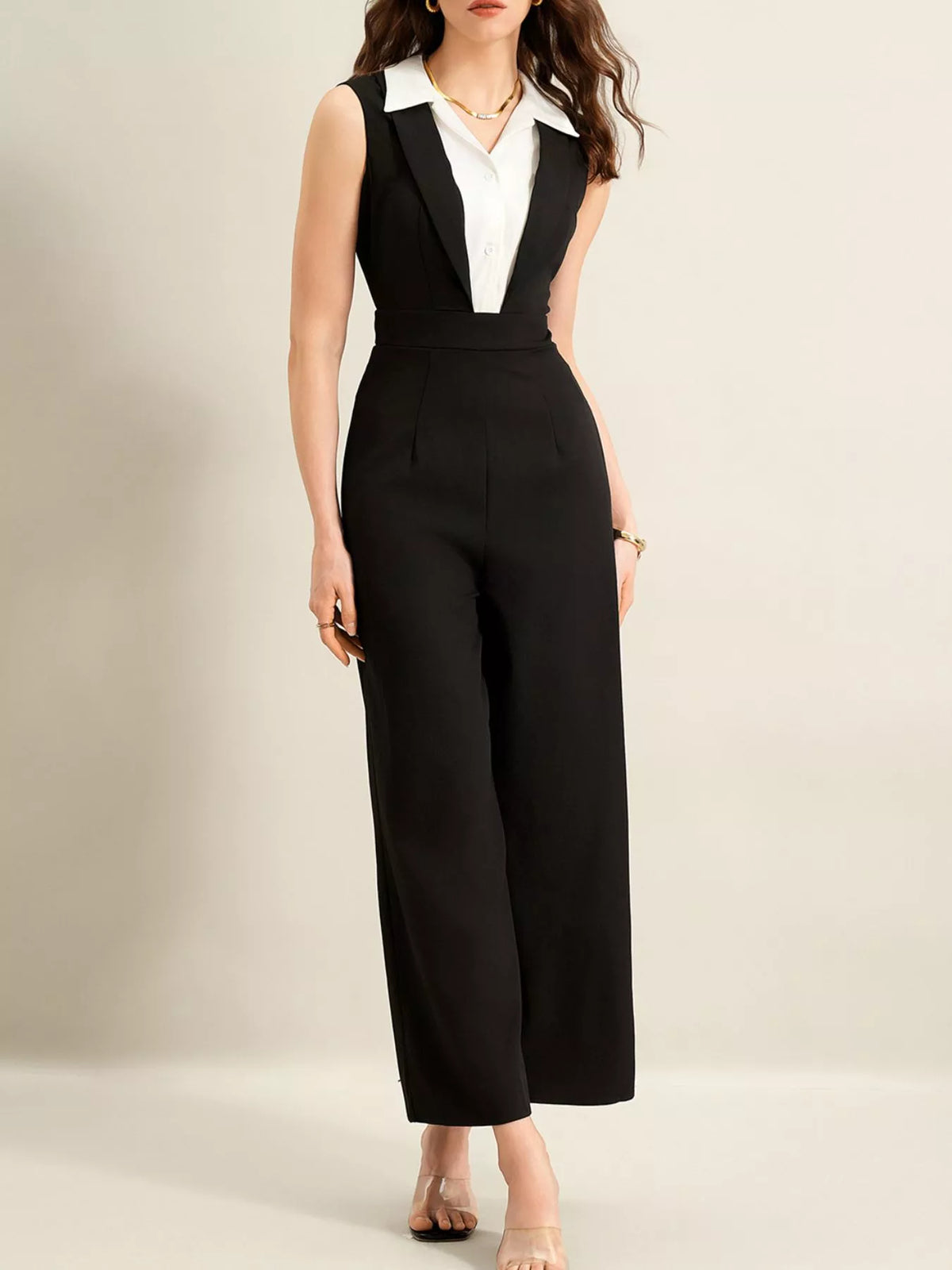 City Ease Sleeveless Wide-Leg Jumpsuit