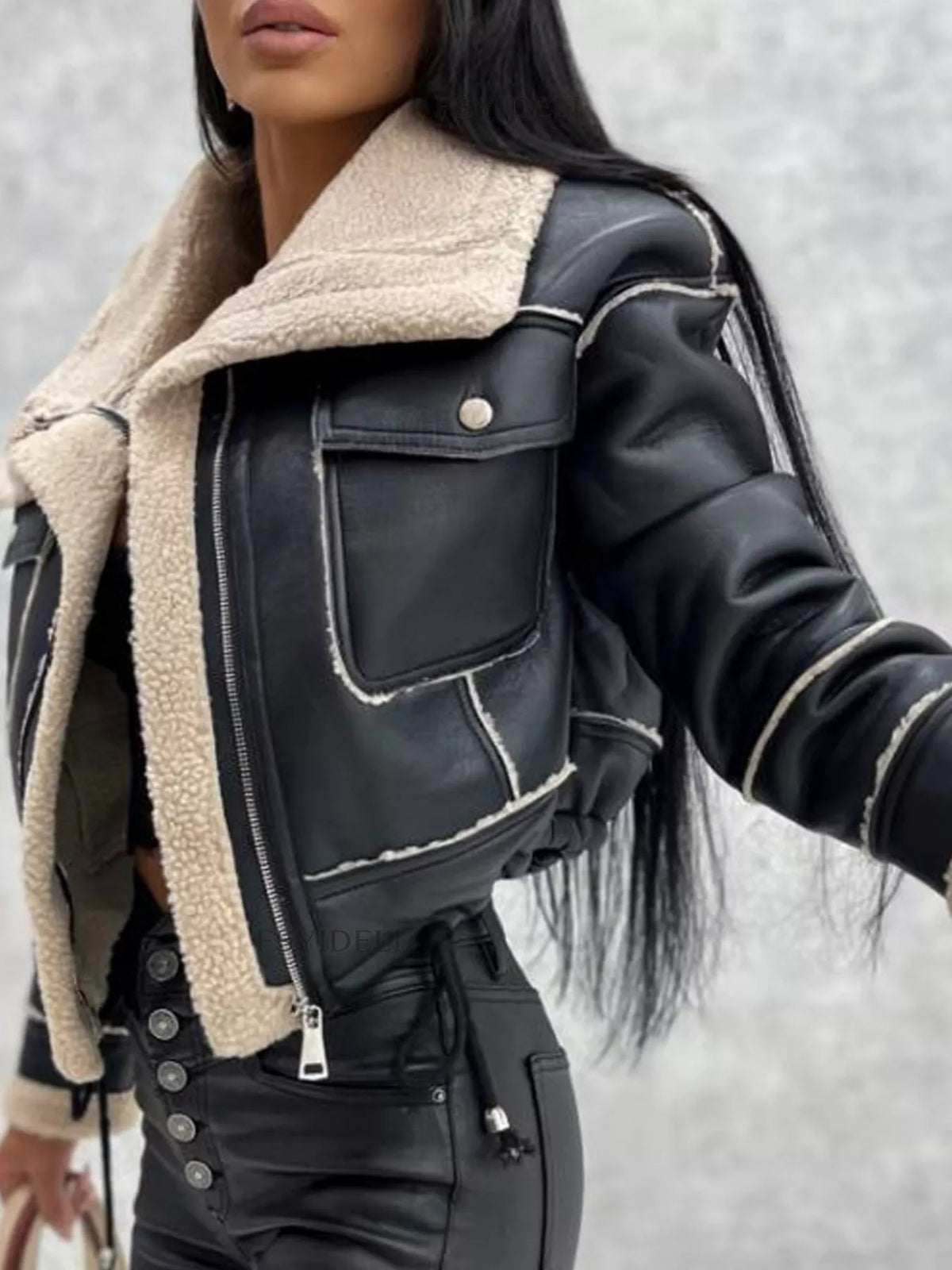 Ridge Contrast Sherpa Cropped Jacket