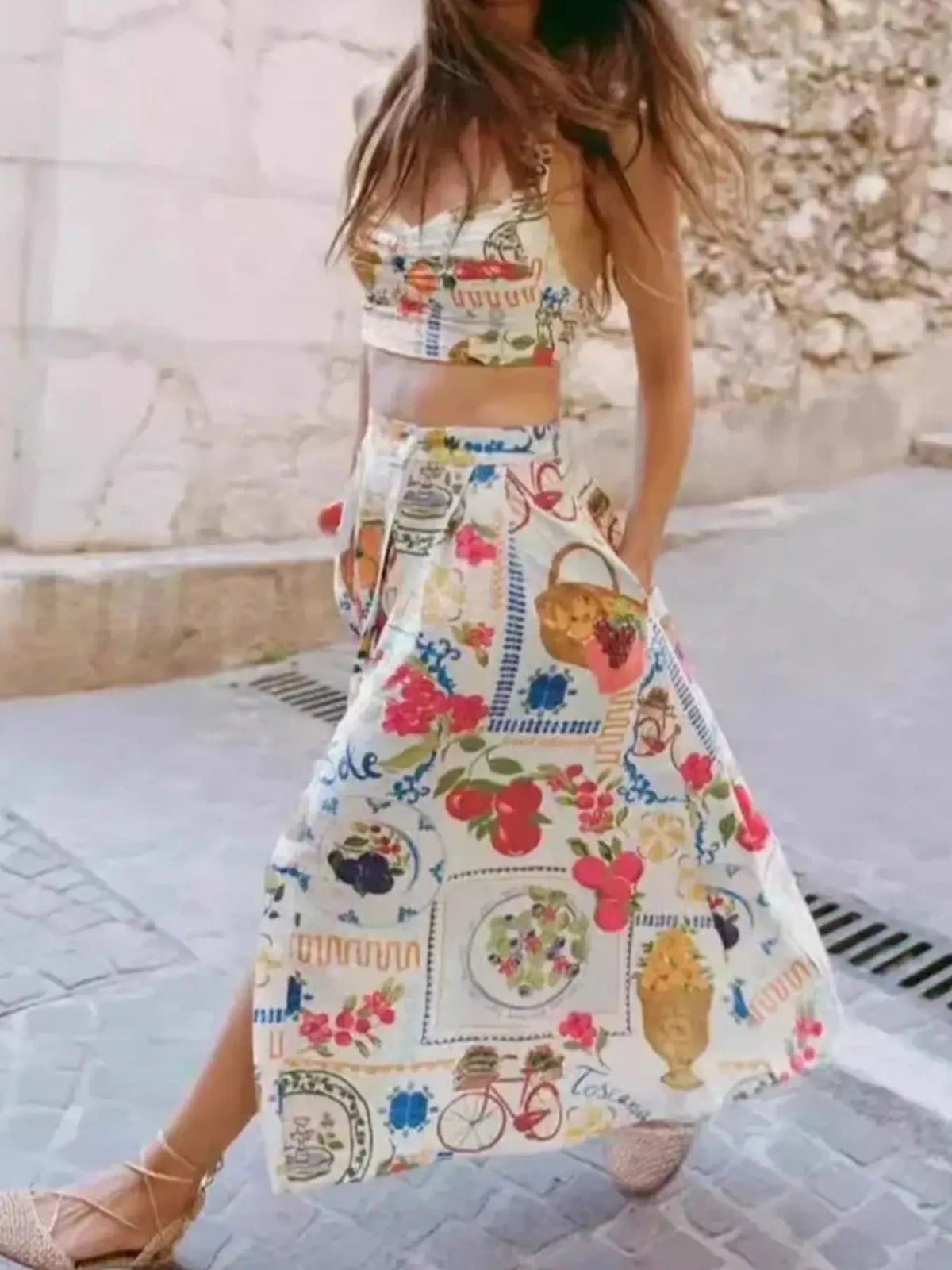 Riviera Glow Printed Cami & Skirt Set