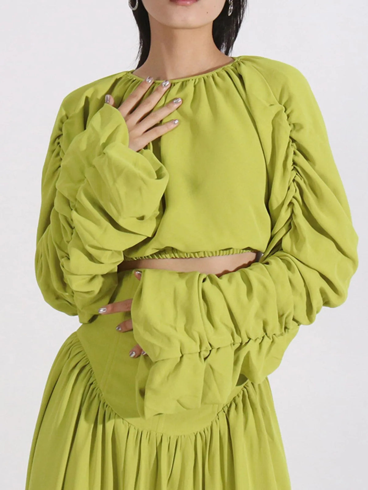 Midnight Contour Ruched Top & Skirt Set