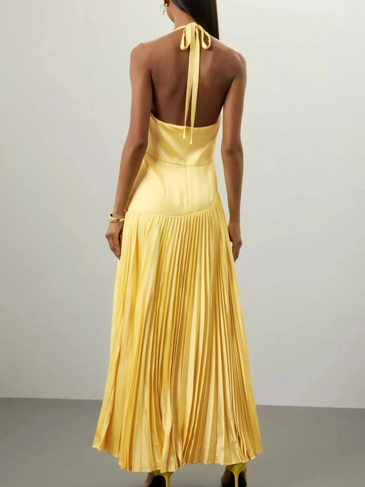 Modern Muse Pleated Halter Maxi Dress